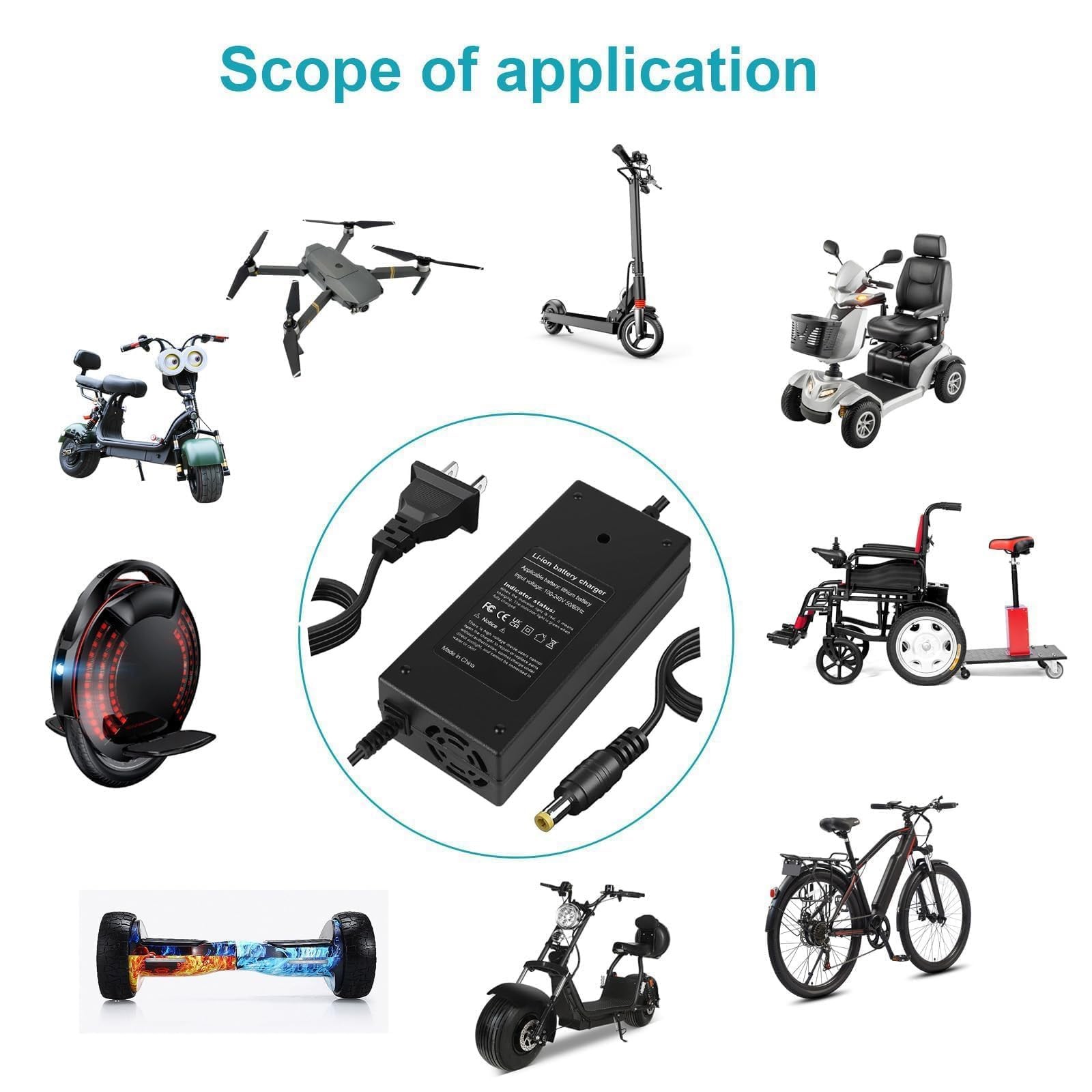 42V 2A Scooter Charger for Hiboy S2 /Lite, S2, KS4, KS4 , NEX, NEX3, NEX5, Ma…