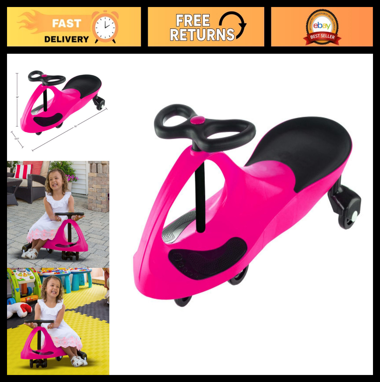 Wiggle Car Ride-On Toy for Kids 3+ – No Batteries, Gears, or Pedals – Outdoor Fu