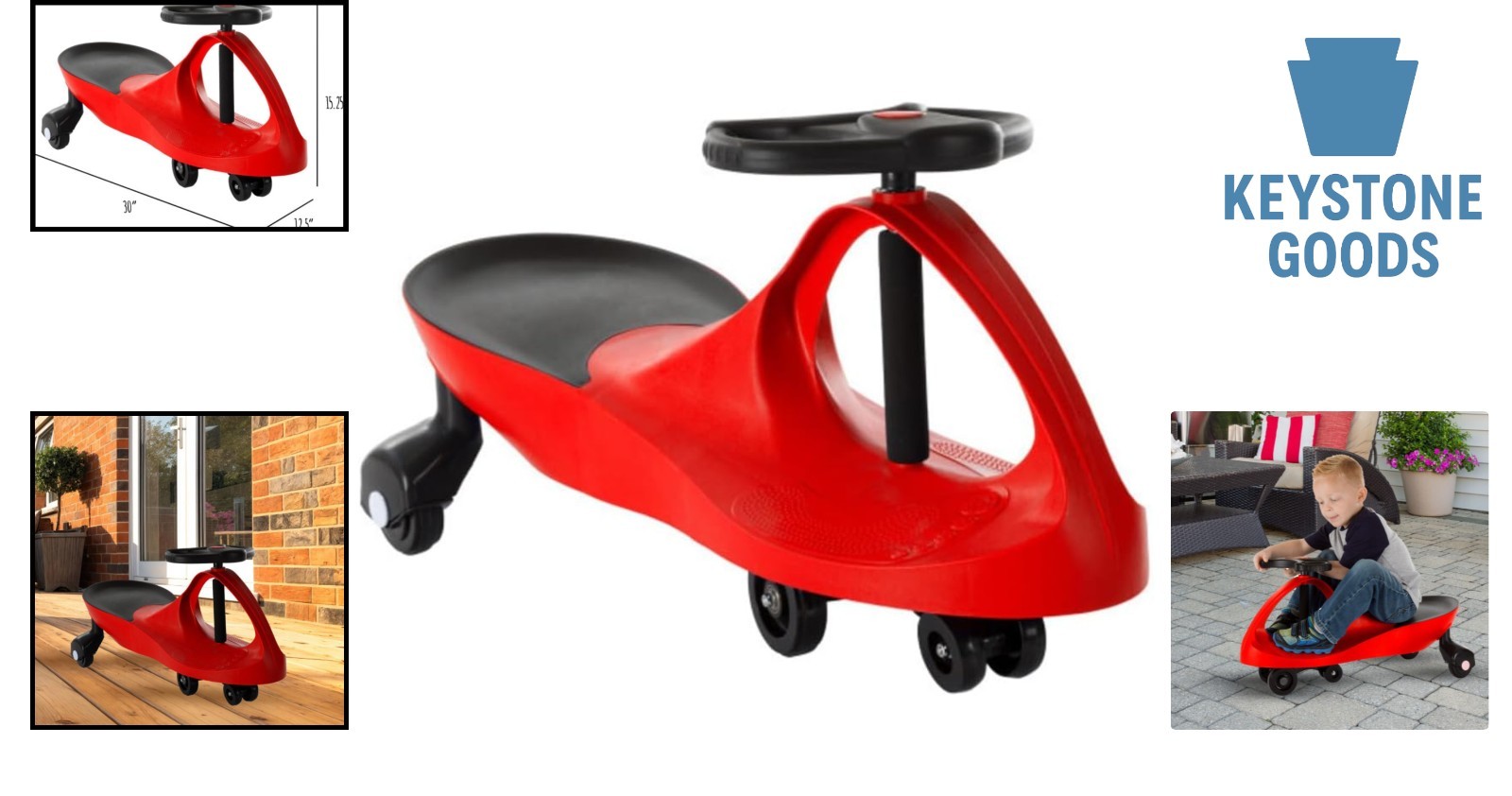 Lil’ Rider Wiggle Car Ride On Toy for Kids 3+, Red