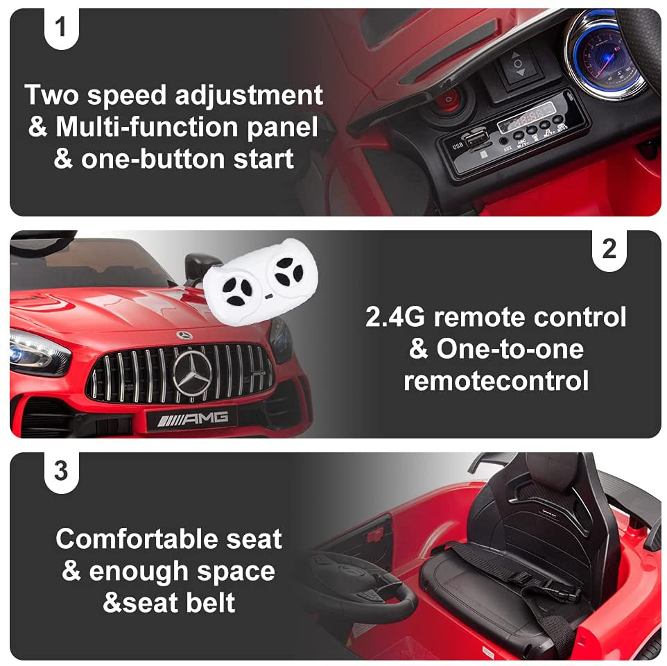 Mercedes Benz Licensed 12V Kids Ride on Car with 2.4G Remote Control , LED Light