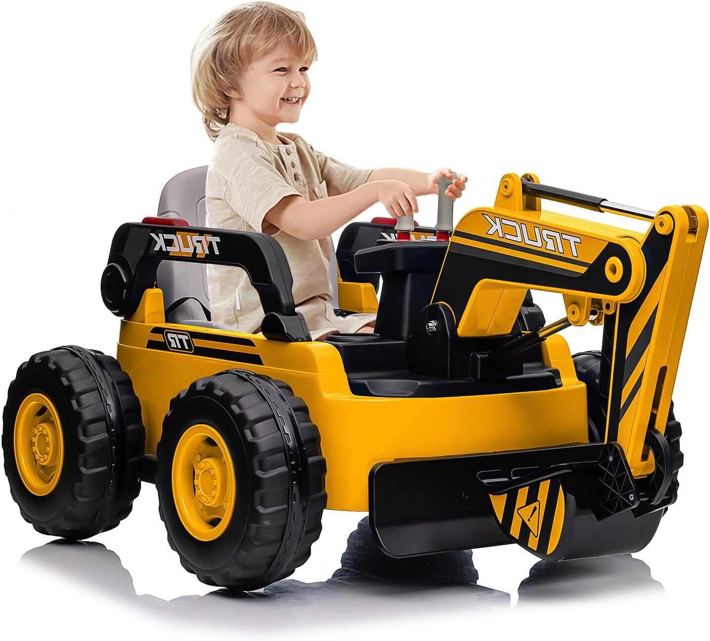 4WD Electric Excavator Toy, 12V Battery Powered Truck Digger With Remote Control