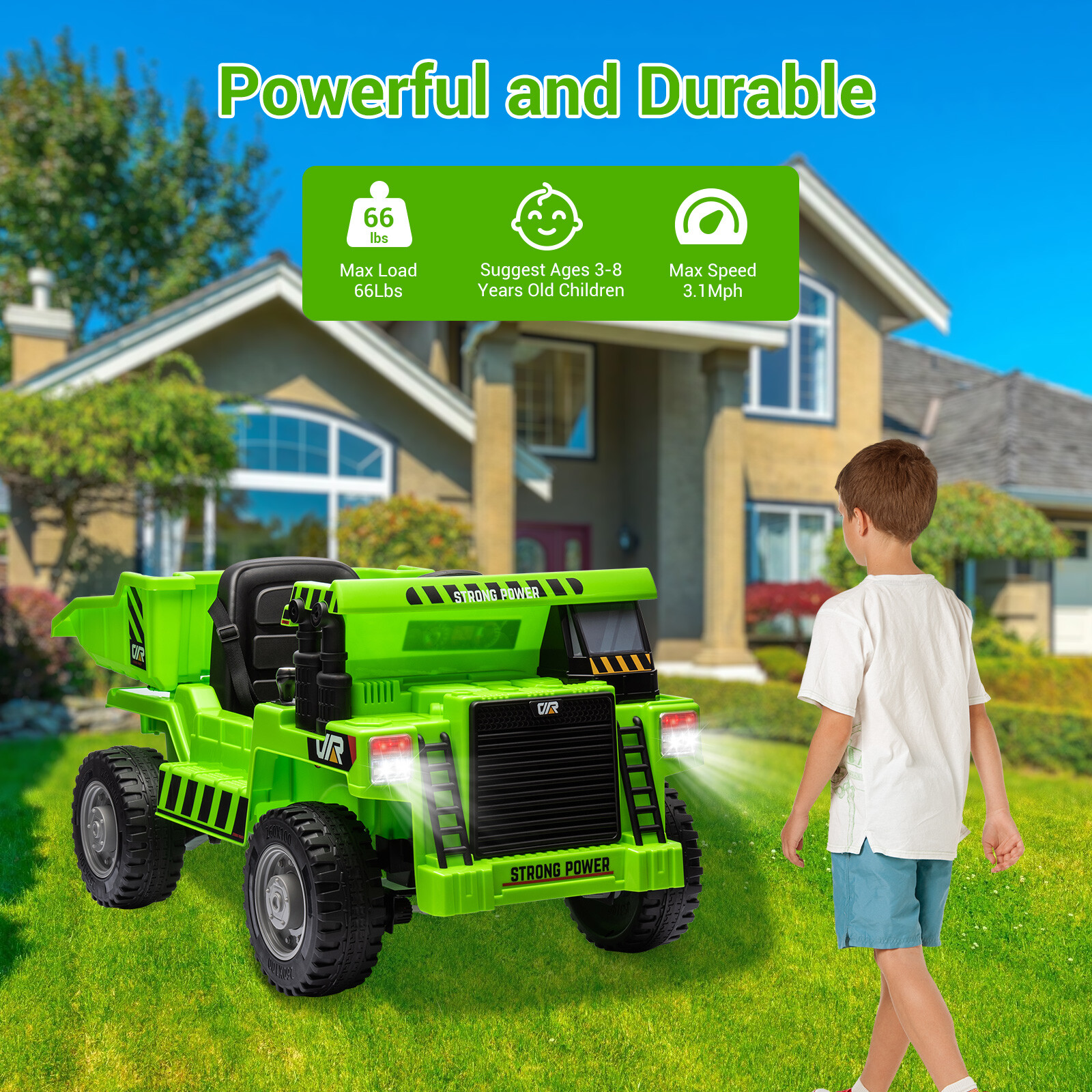 12V Kids Ride On Dump Truck RC Construction Tractor Vehicles w/ Electric Bucket
