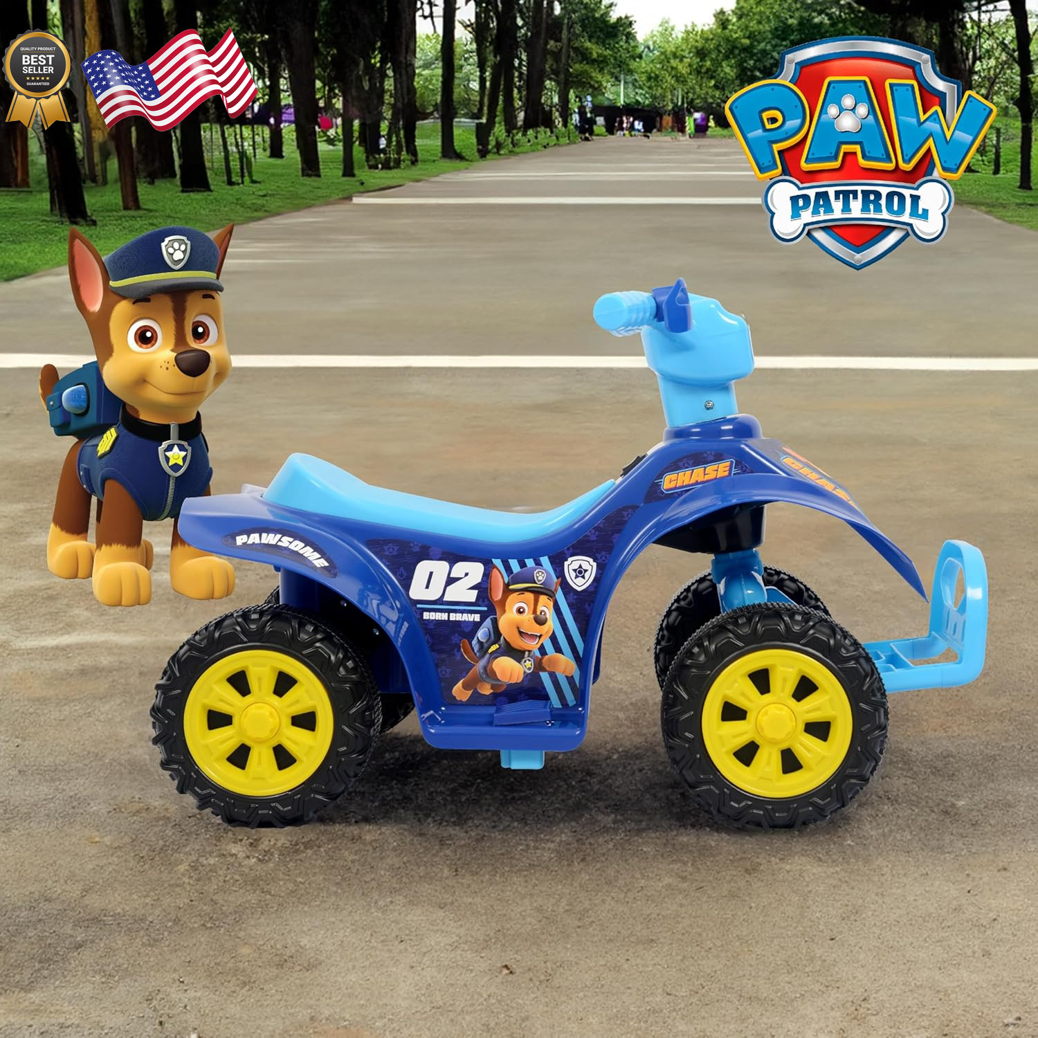 Paw Patrol Chase 6V Quad for Kids Powerful and Safe Ride-On Toy W Rechargeable