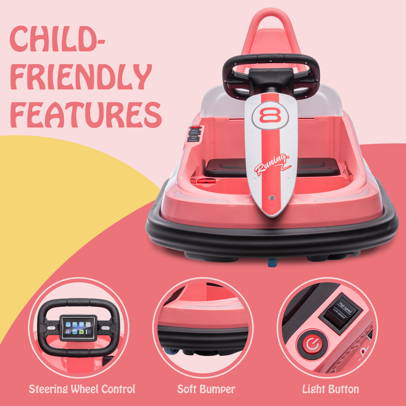 Bumper Car for Toddlers, New Designed 6V Electric Ride On Toys for 2-6 Years Old