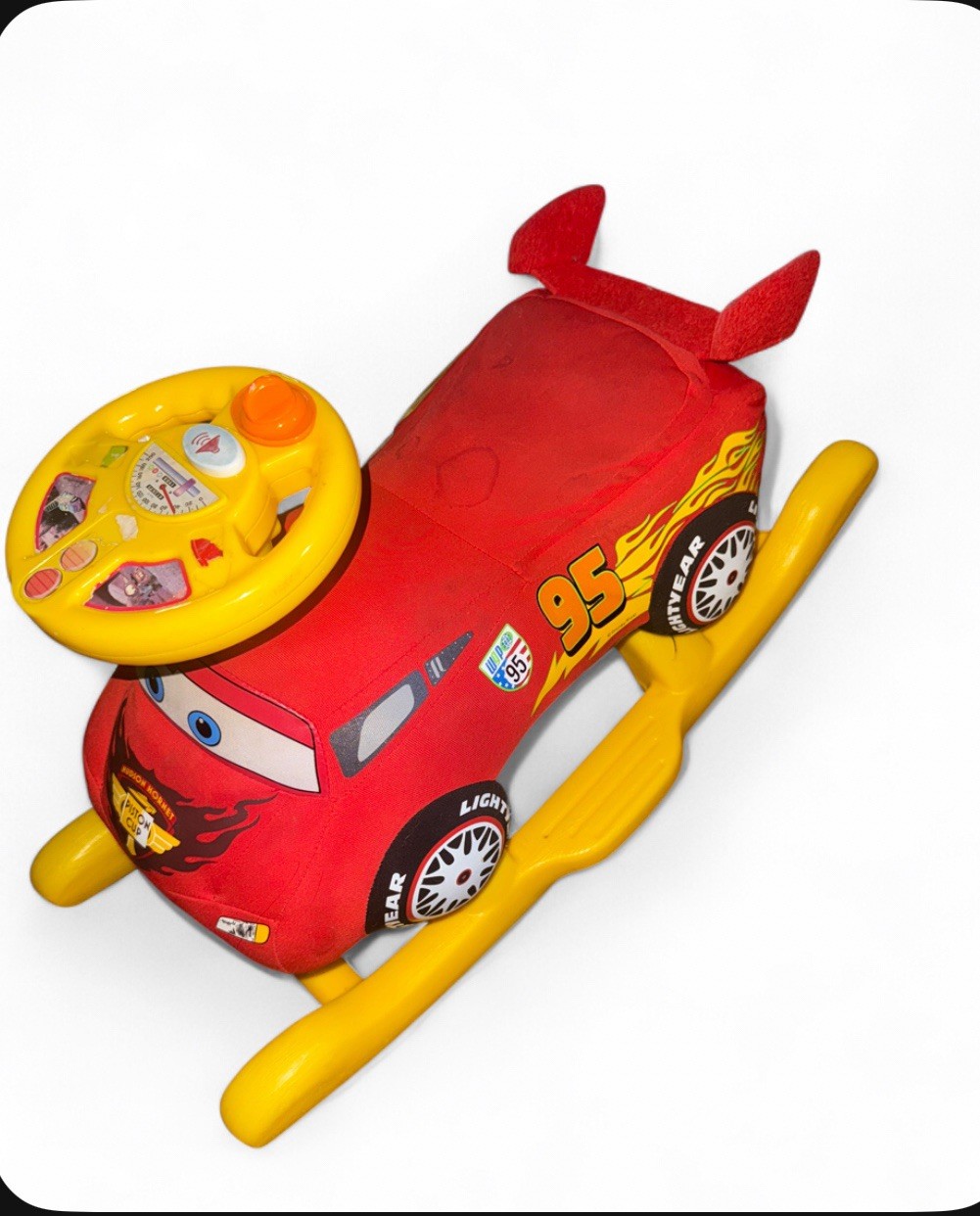 Disney Pixar Cars Lightning McQueen Sit On Rocker Rocking Plush Toddler WORKING!