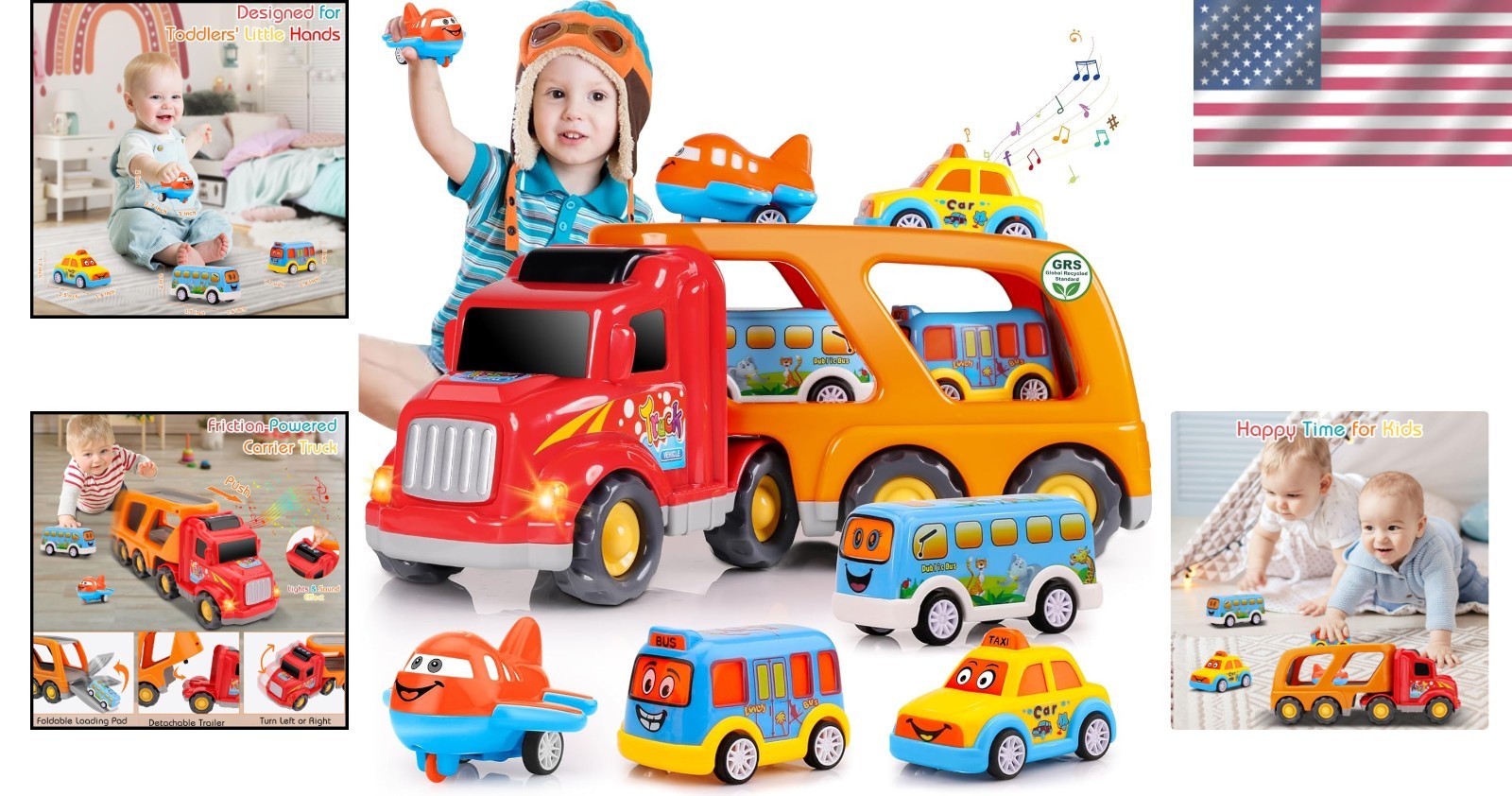 Portable Carrier Truck Playset: Creative 5-in-1 Toddler Toy Gift for Age 1-3