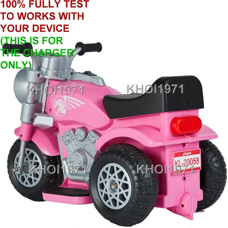 WALL Charger AC adapter 8=FOR PINK BLACK KALEE motorcycle 3-wheel ride on 6V-BAT