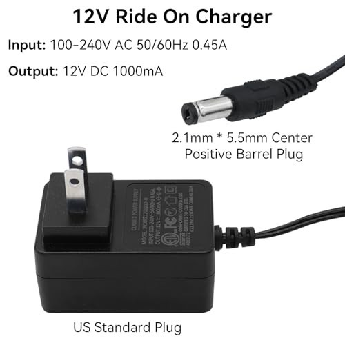 12 Volt Battery Charger for Ride on Toys, 12V Kids Ride on Car Charger for Best