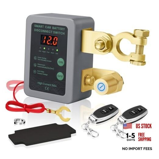 Remote Battery Disconnect Switch DC 12V 240A Anti-Theft Car Kill Switch