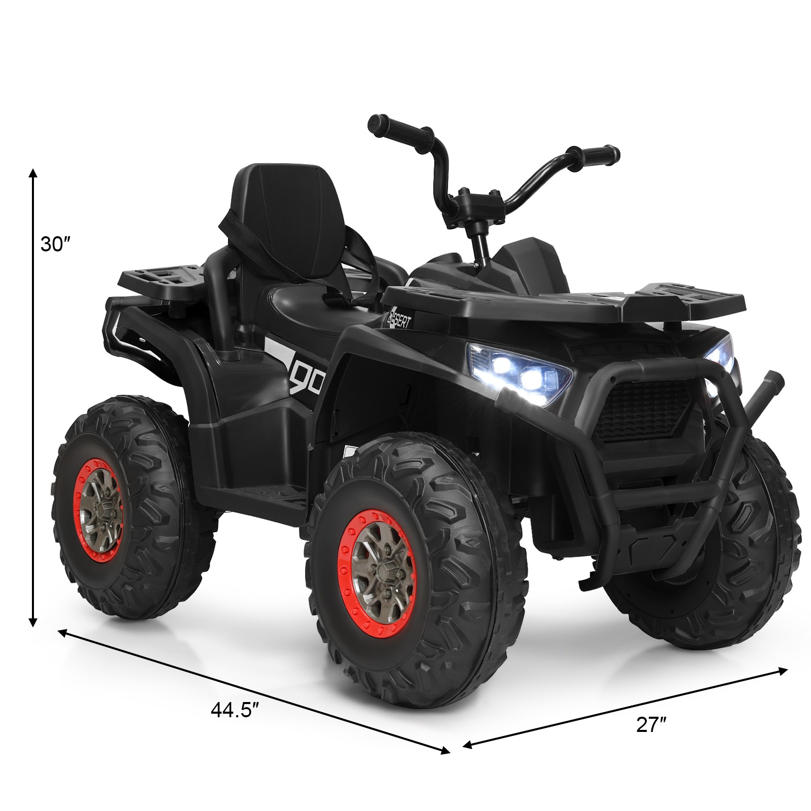 12V Kids Electric 4-Wheeler ATV Quad 2 Speeds Ride On Car w/ Music & Light Black