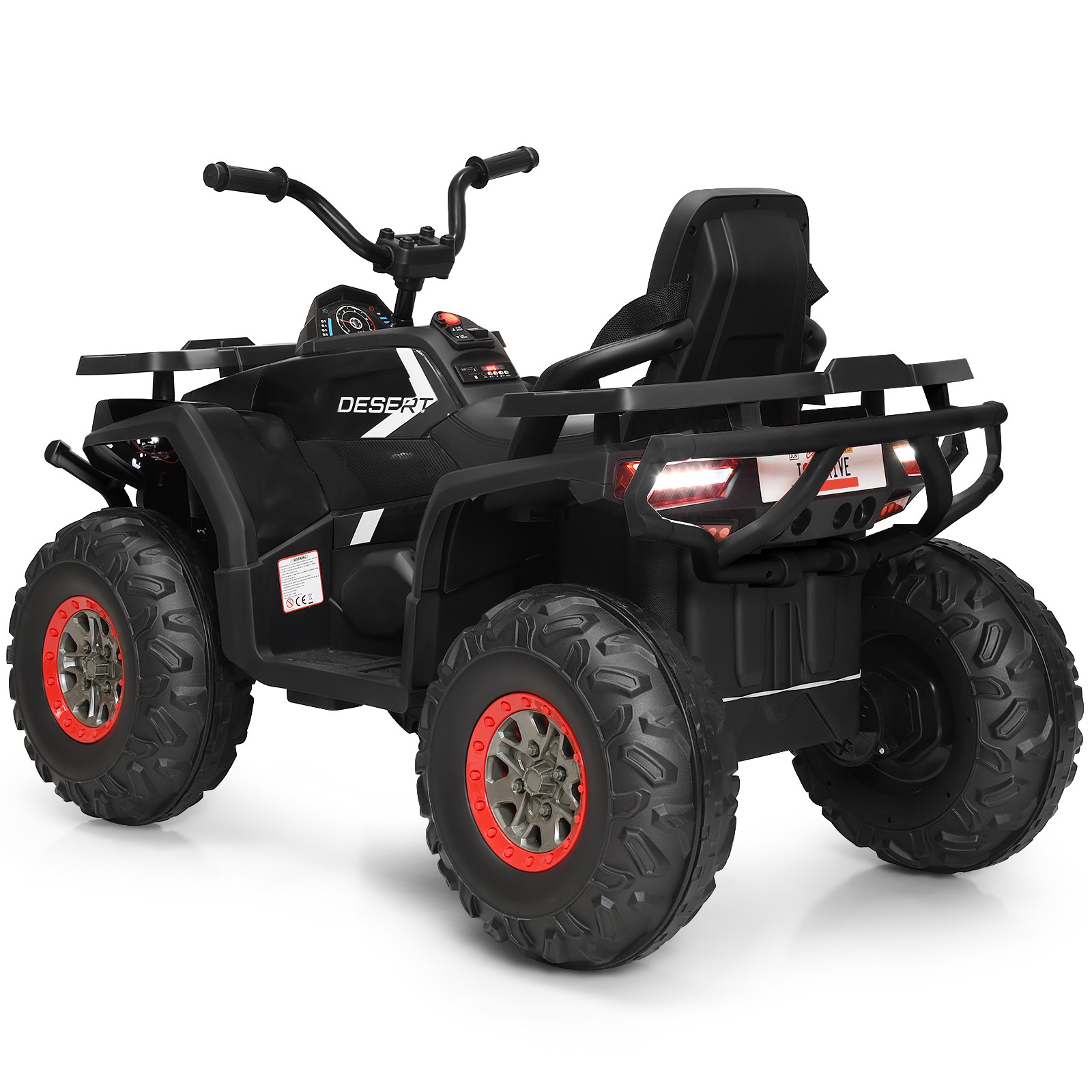 12V Kids Electric 4-Wheeler ATV Quad 2 Speeds Ride On Car w/ Music & Light Black
