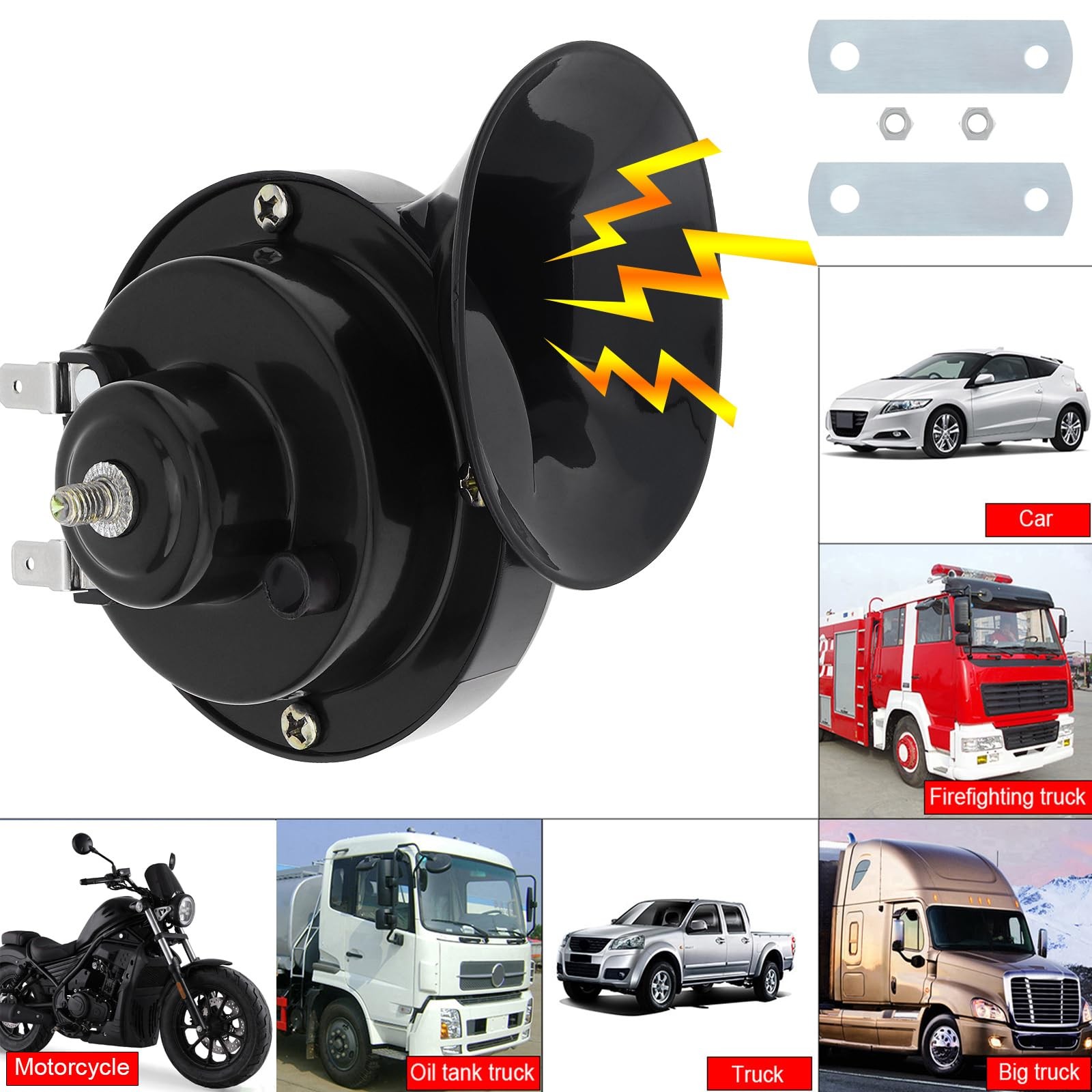 12V Super Loud Snail Horn 410HZ 510HZ High Low Tone for Any Vehicles yachts b…