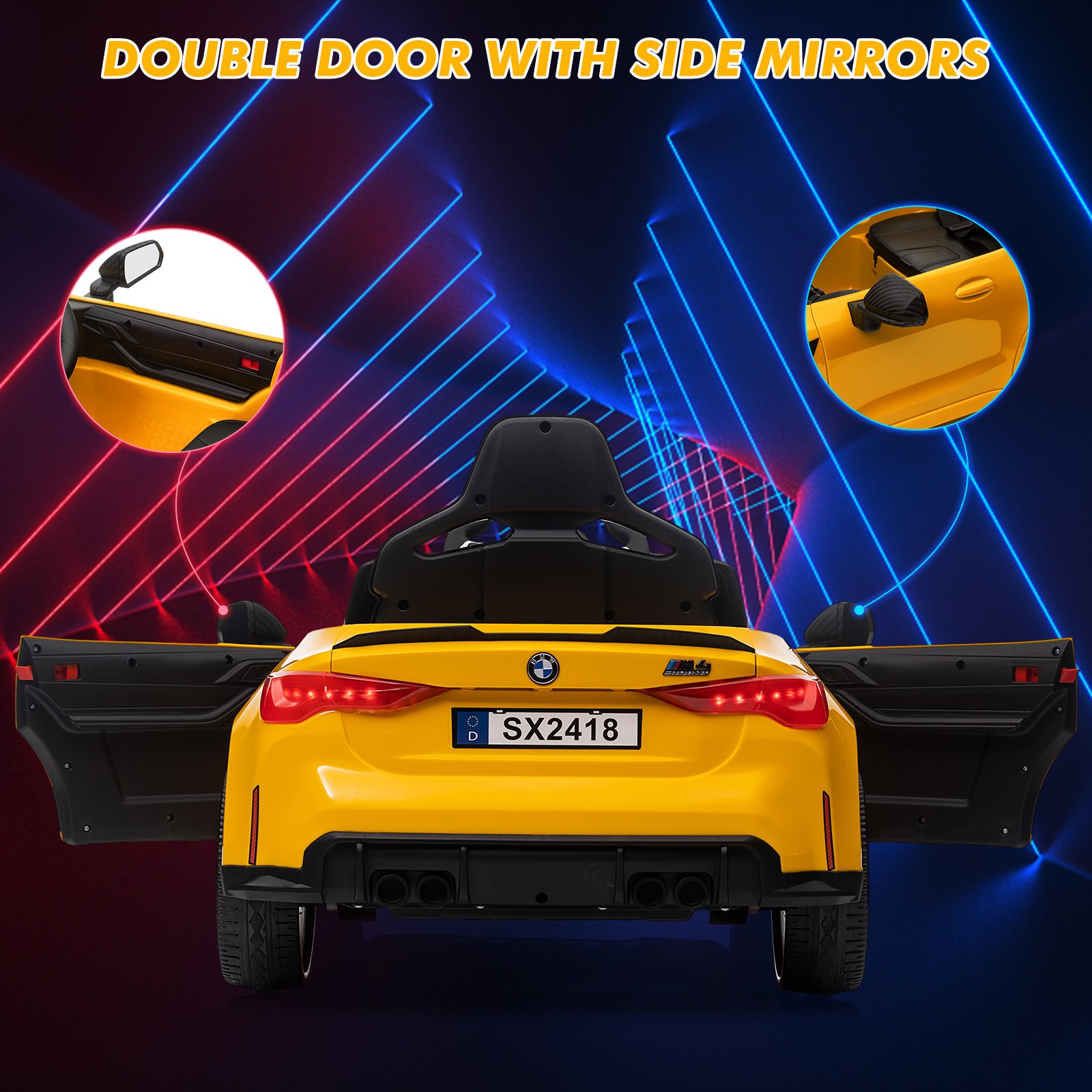 Licensed BMW M4 Electric Ride-On Car 12V for Kids w/ Twin Motors 2 Control Modes