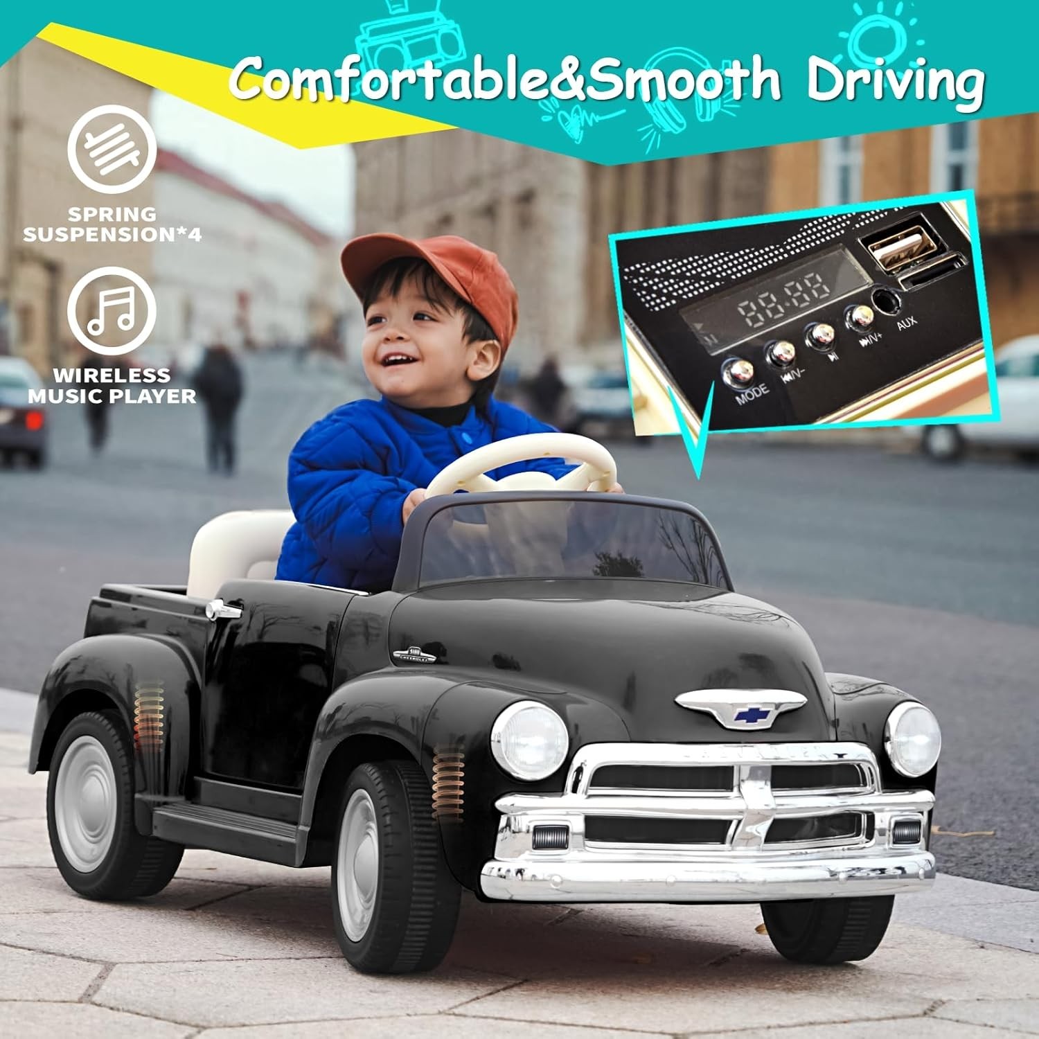 12V Kids Ride on Car Licensed Chevrolet 3100 Pickup Battery Powered Motorized El