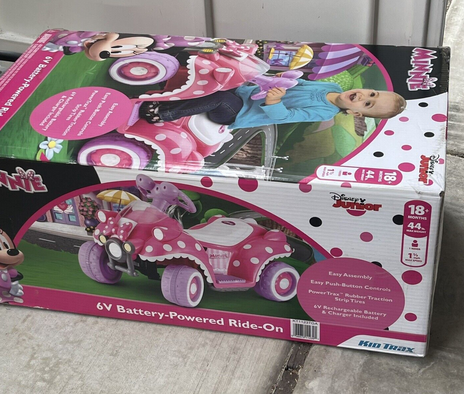 New Disney Junior Minnie Mouse 6V Battery-Powered Ride-On Kids Power Trax 18m+