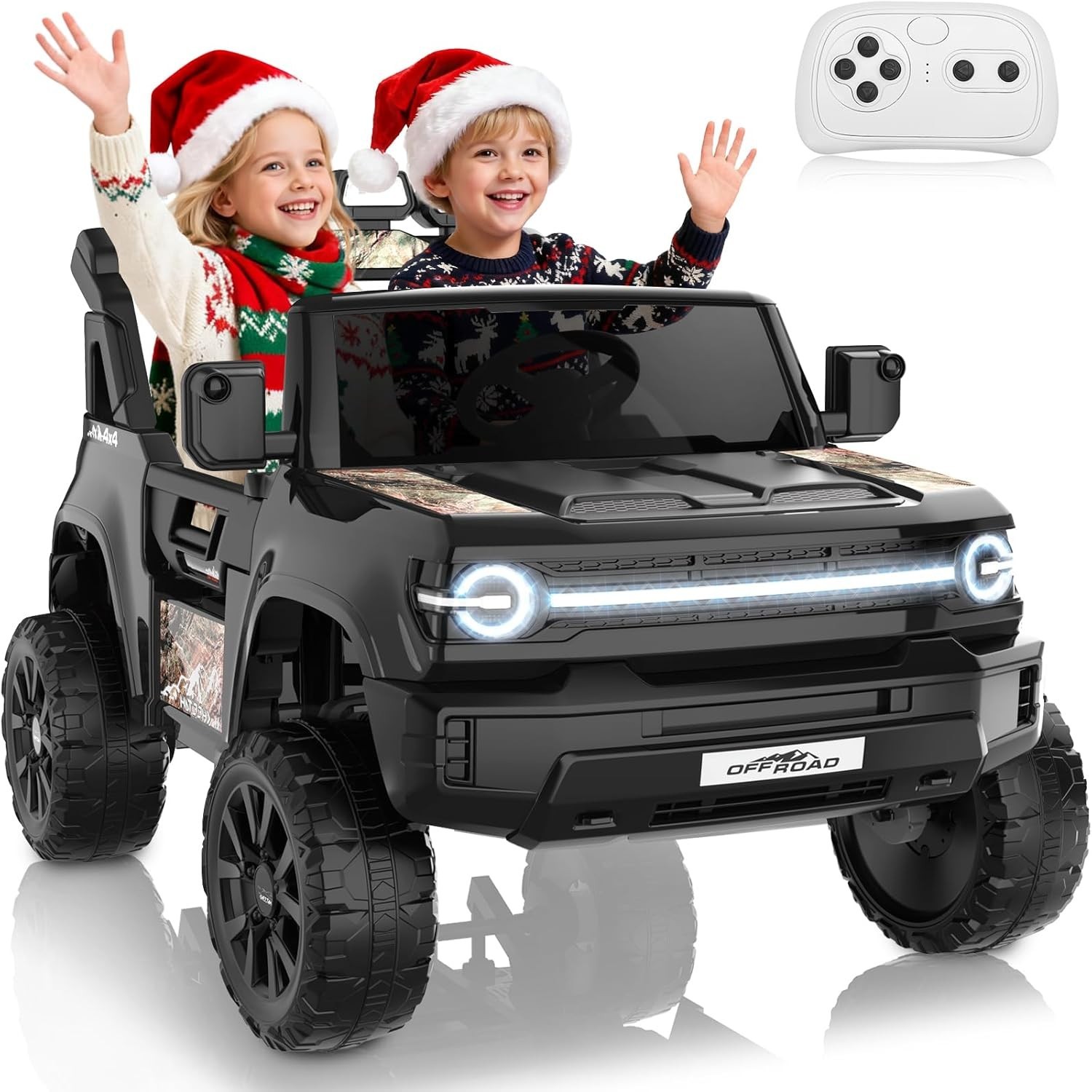 24V 2-Seater Ride on Toys for Kids Electric Car w/Remote Control LED Lights Gift