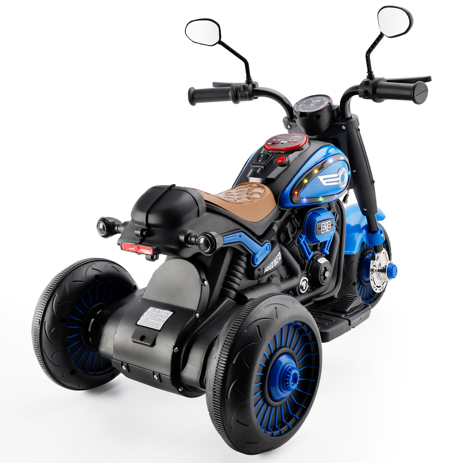 3Wheel 6V Kid Ride On Motorcycle Electric Toy With Colorful Light Music Blue B9