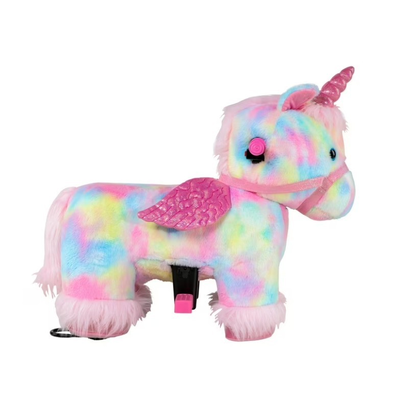 Dynacraft Unicorn 6V Plush Ride-On, Ages 18 Months-3 Years,With Pink Castle Tent