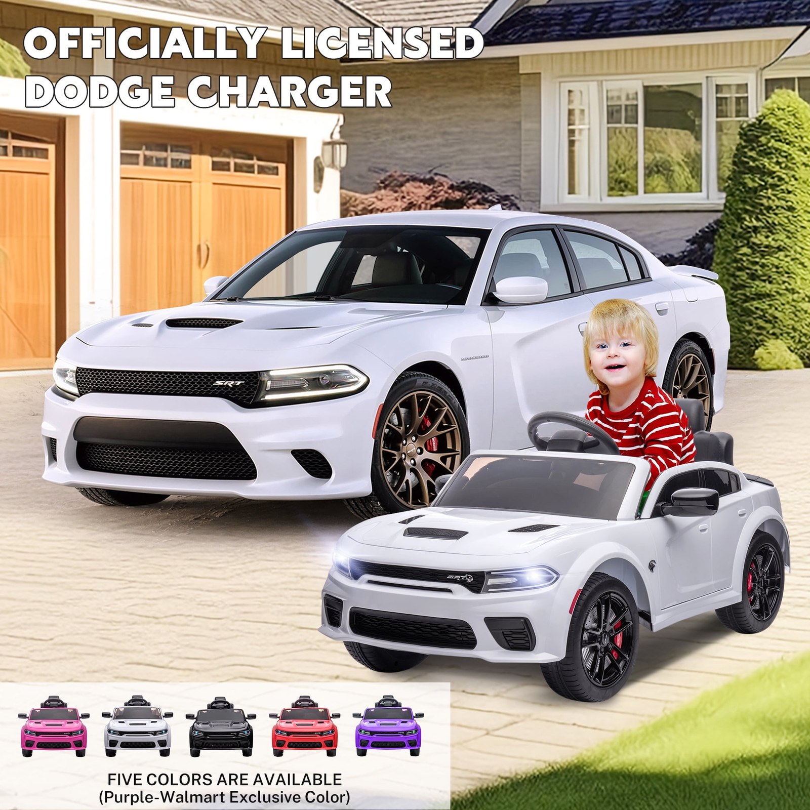 Dodge Charger SRT Hellcat 12v Powered Ride on Toy Kids Remote Control MP3 LED