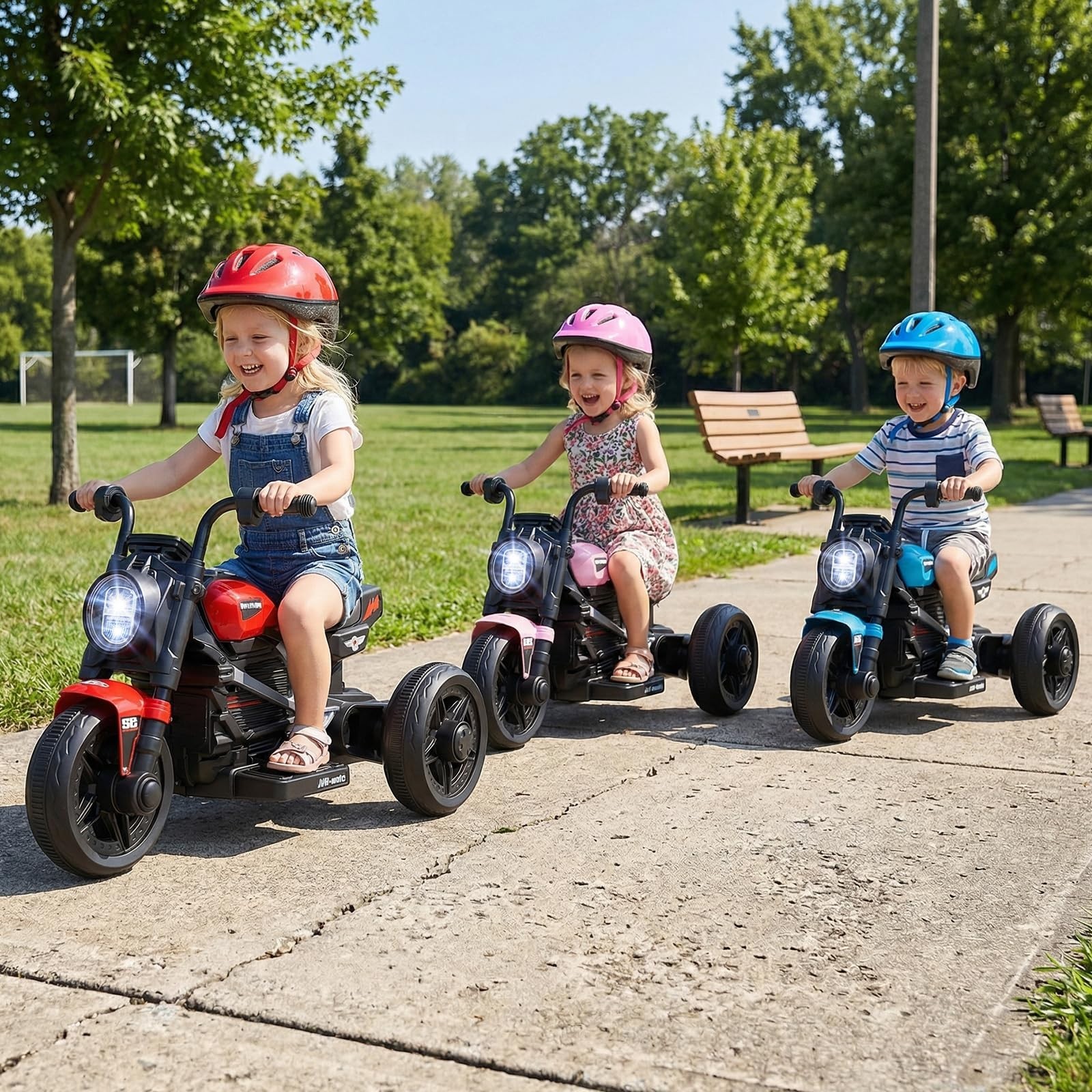 6V Electric Toddler Motorcycle Ride-On Toy, 3-Wheel Chopper with LED Lights & Mu