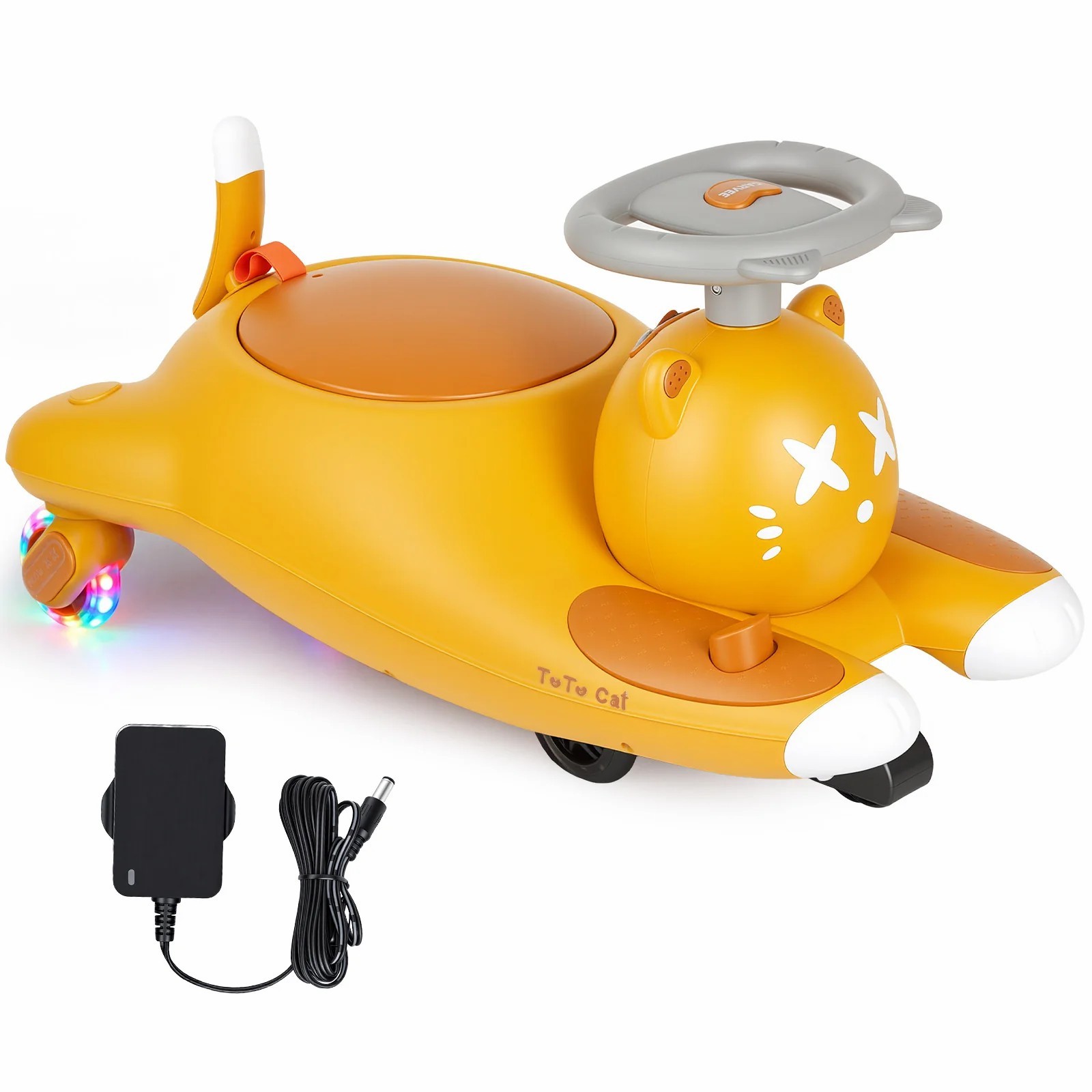 Cartoon Cat 12V Kids Wiggle Ride On Car Battery Pedal Operated Indoor Outdoor US