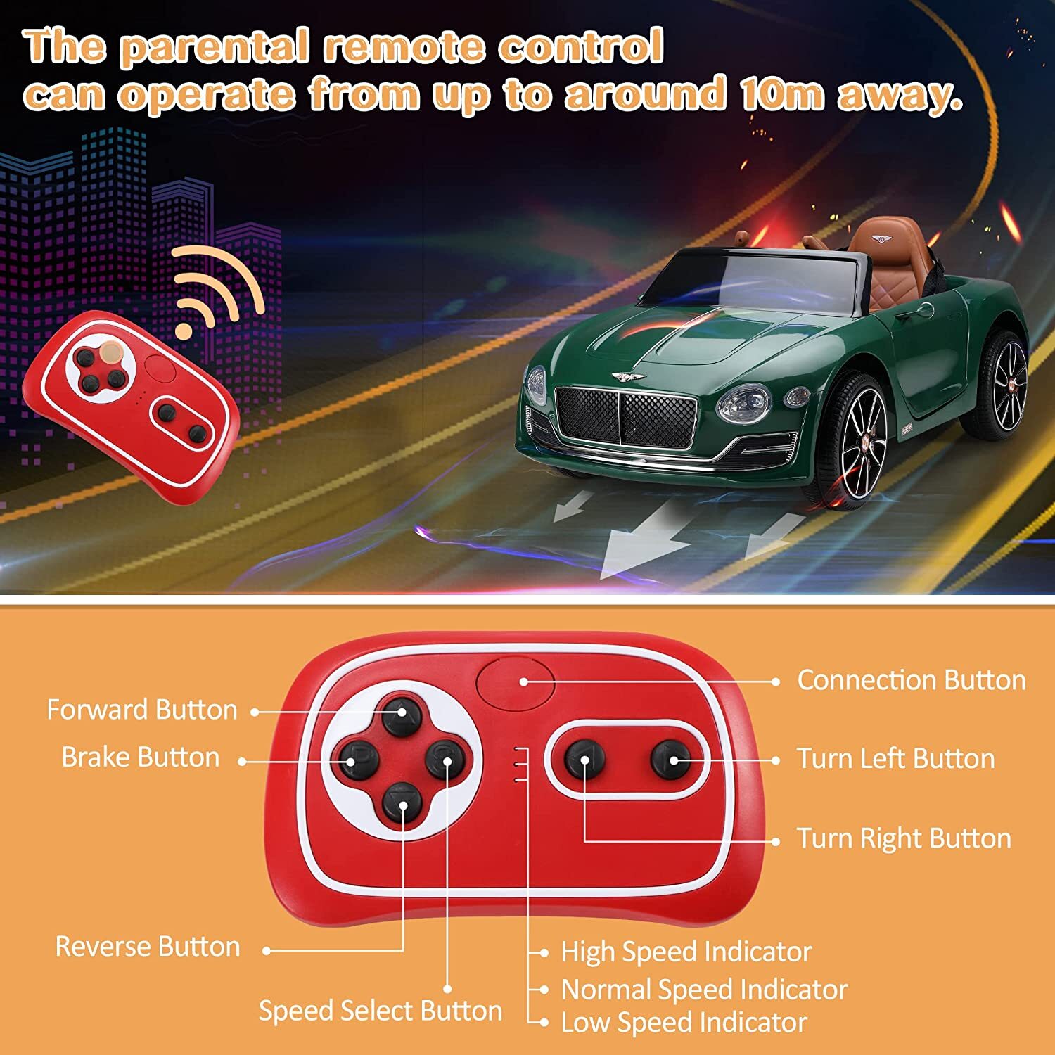 Licensed Bentley Kids Electric Ride On Car Toys w/ Remote Control 12V LED Lights