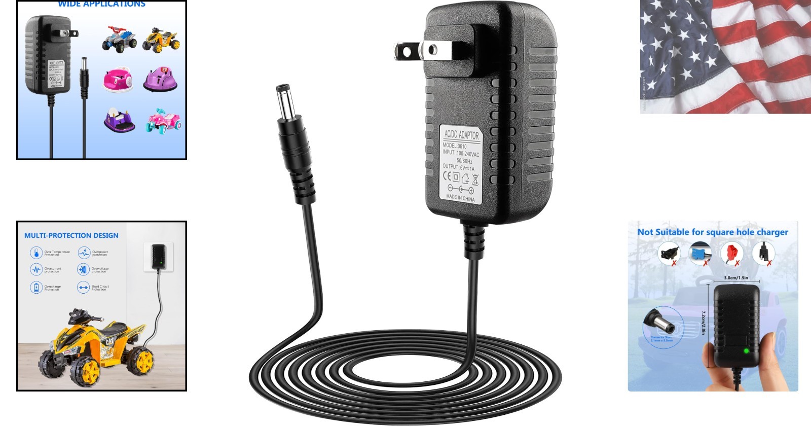 6V Battery Charger for Ride On Car Toys, 6 Volt Universal Ride On Car Charger…