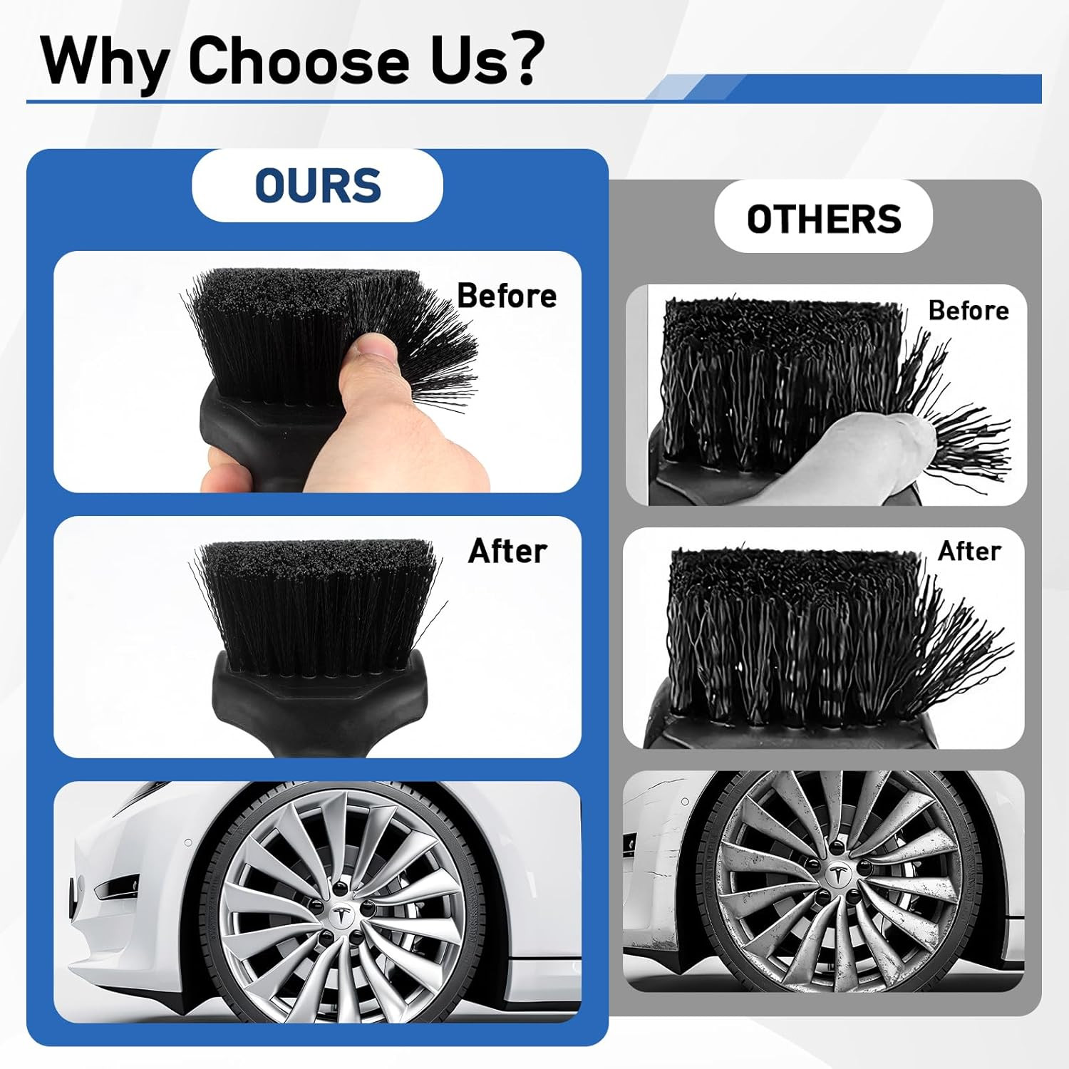 2Pack Car Wheel & Tire Detailing Brush Set,Stiff Bristle Tire Brush for Cleaning