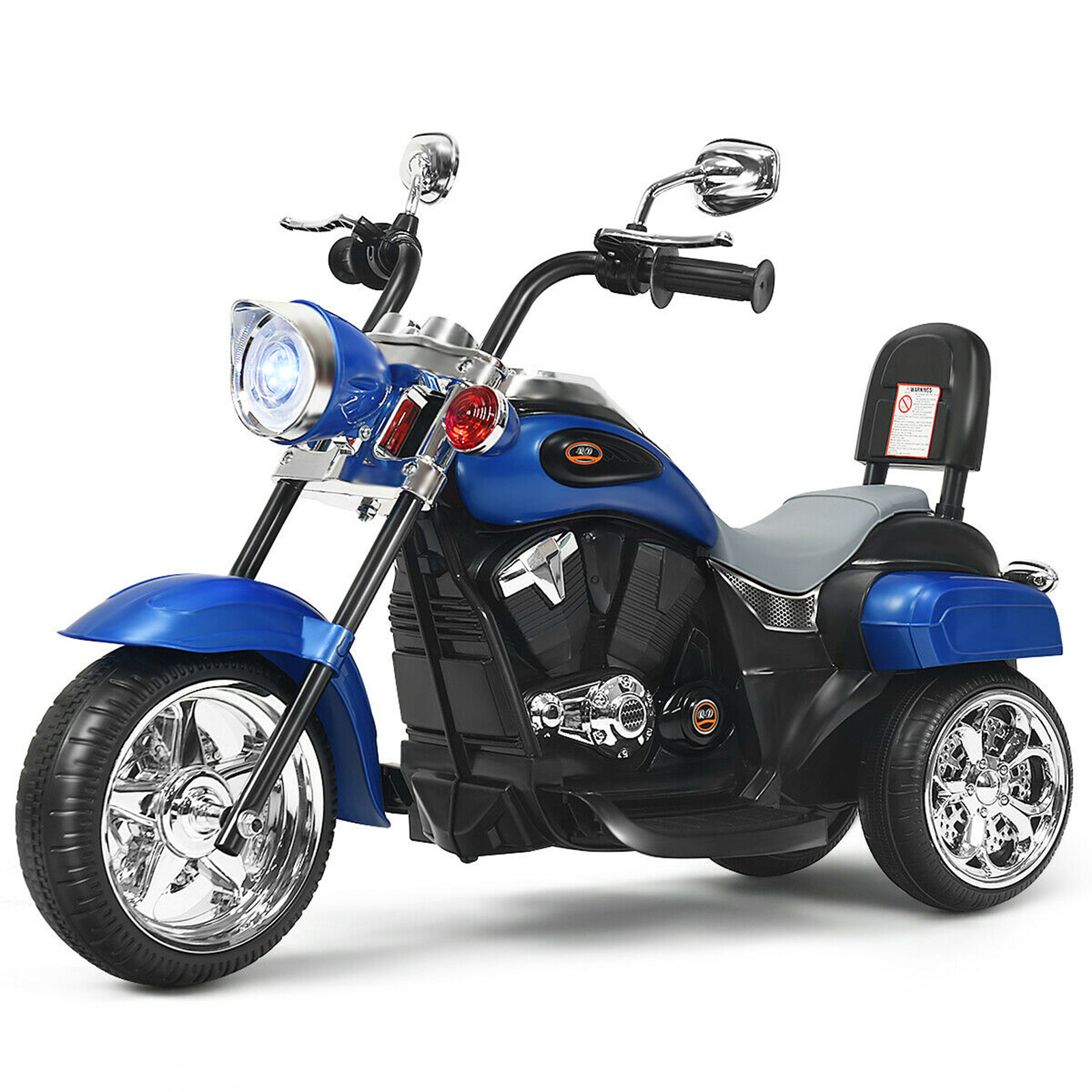 6V Kids Ride On Chopper Motorcycle 3 Wheel Trike with Headlight Blue