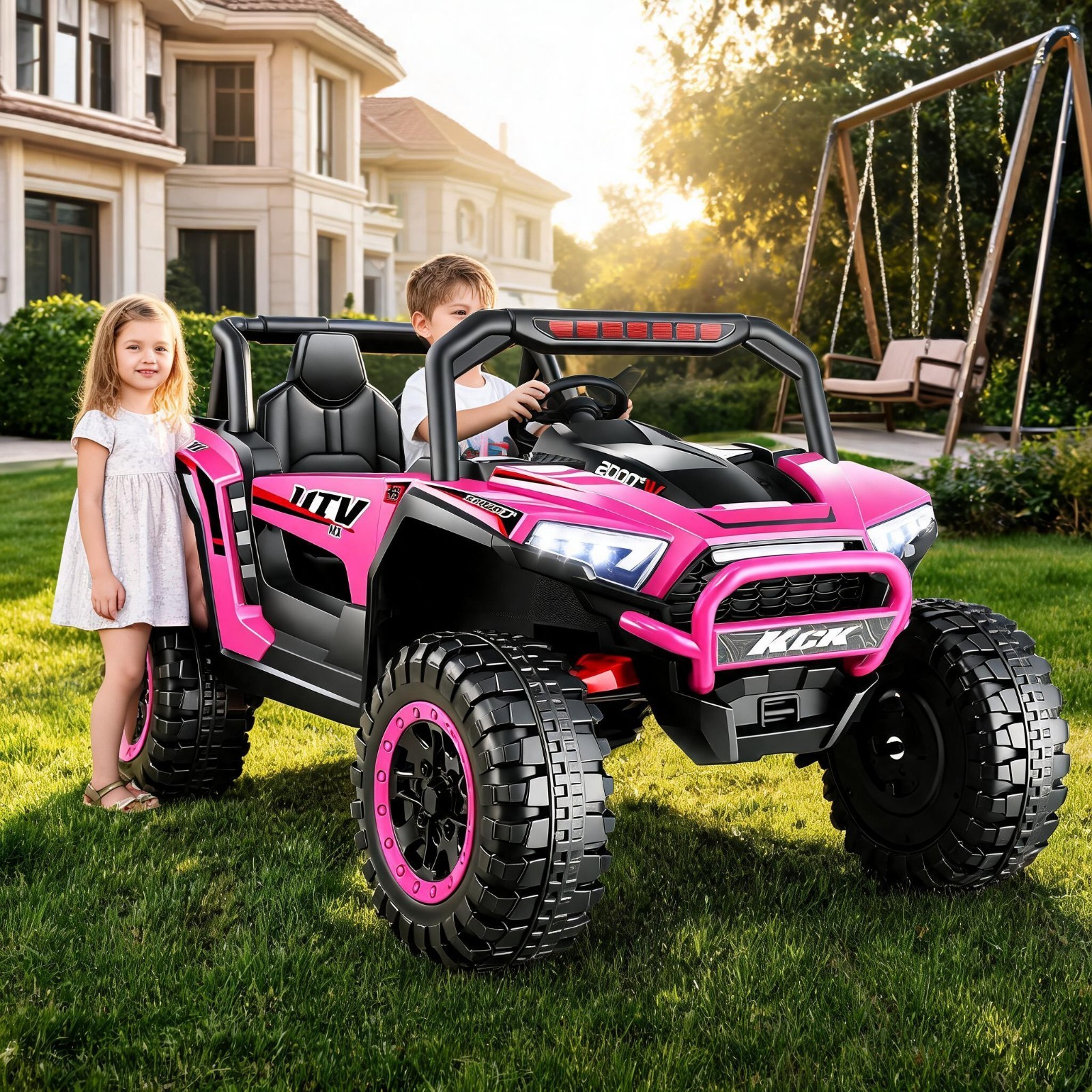 Kids 2 Seater Ride on Toys 24V Electric Car 2/4WD Off-road UTV Easy to Assemble