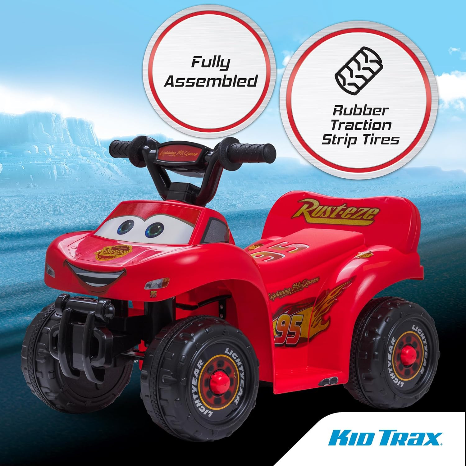 Kid Trax Lightning McQueen Quad Ride-On Toy for Toddlers 1.5-3 Years Old