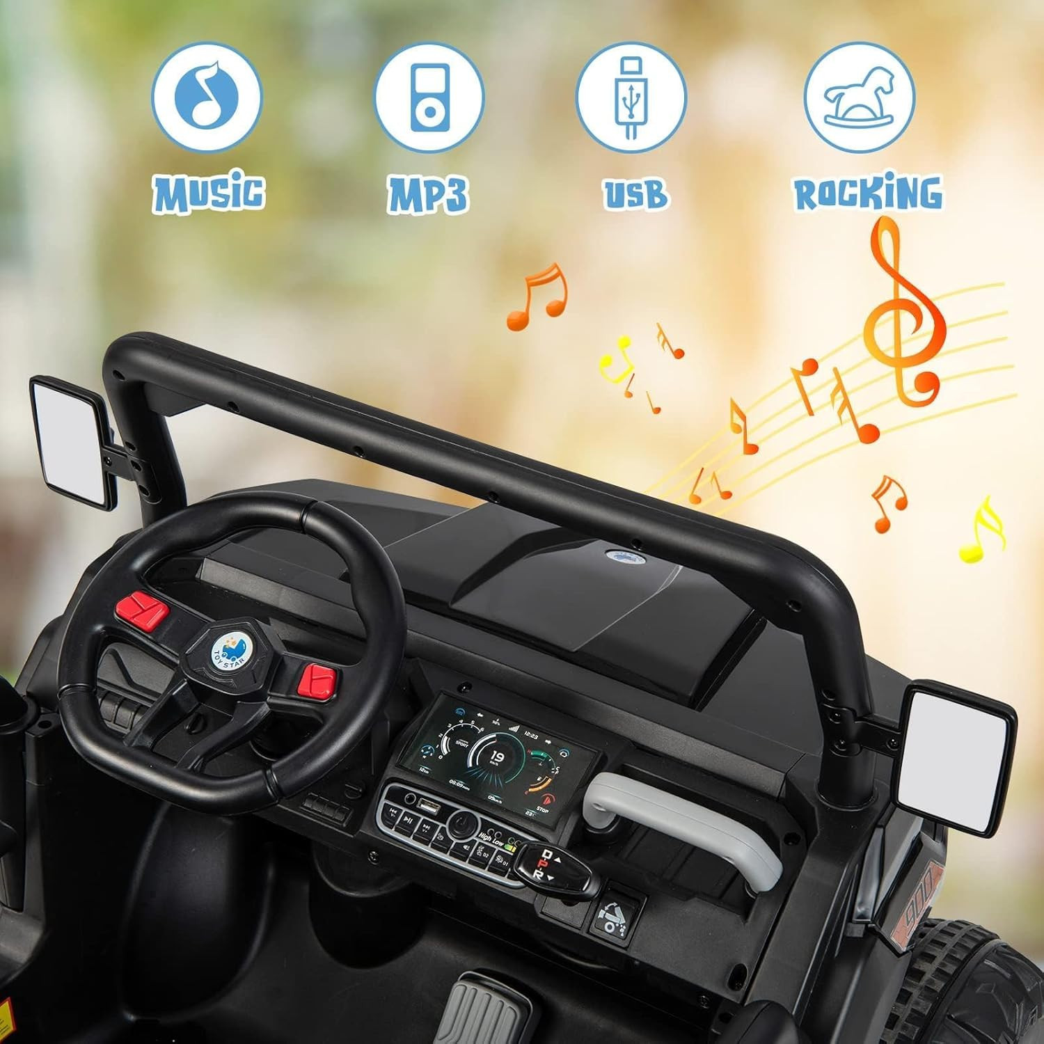 2 Seater Ride on Car, 12V Off-Road UTV Electric Vehicle with Remote Control, Dum