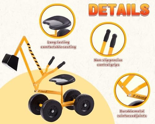 Albott Ride On Sand Digger Excavator Toys Working Crane with 8 inches Wheels …