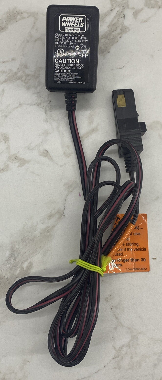 Replacement 12-Volt UL Listed Charger for Fisher-Price Power Wheels 00803-1195