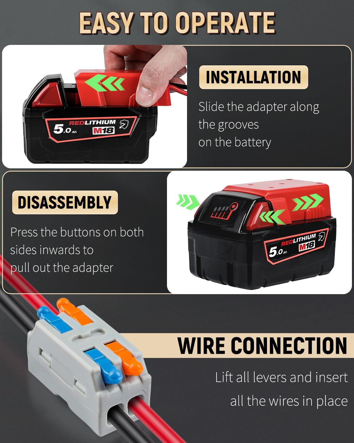 Power Wheel Adapter for Milwaukee M18 Battery, Peg-Perego Milwaukee Battery Adap