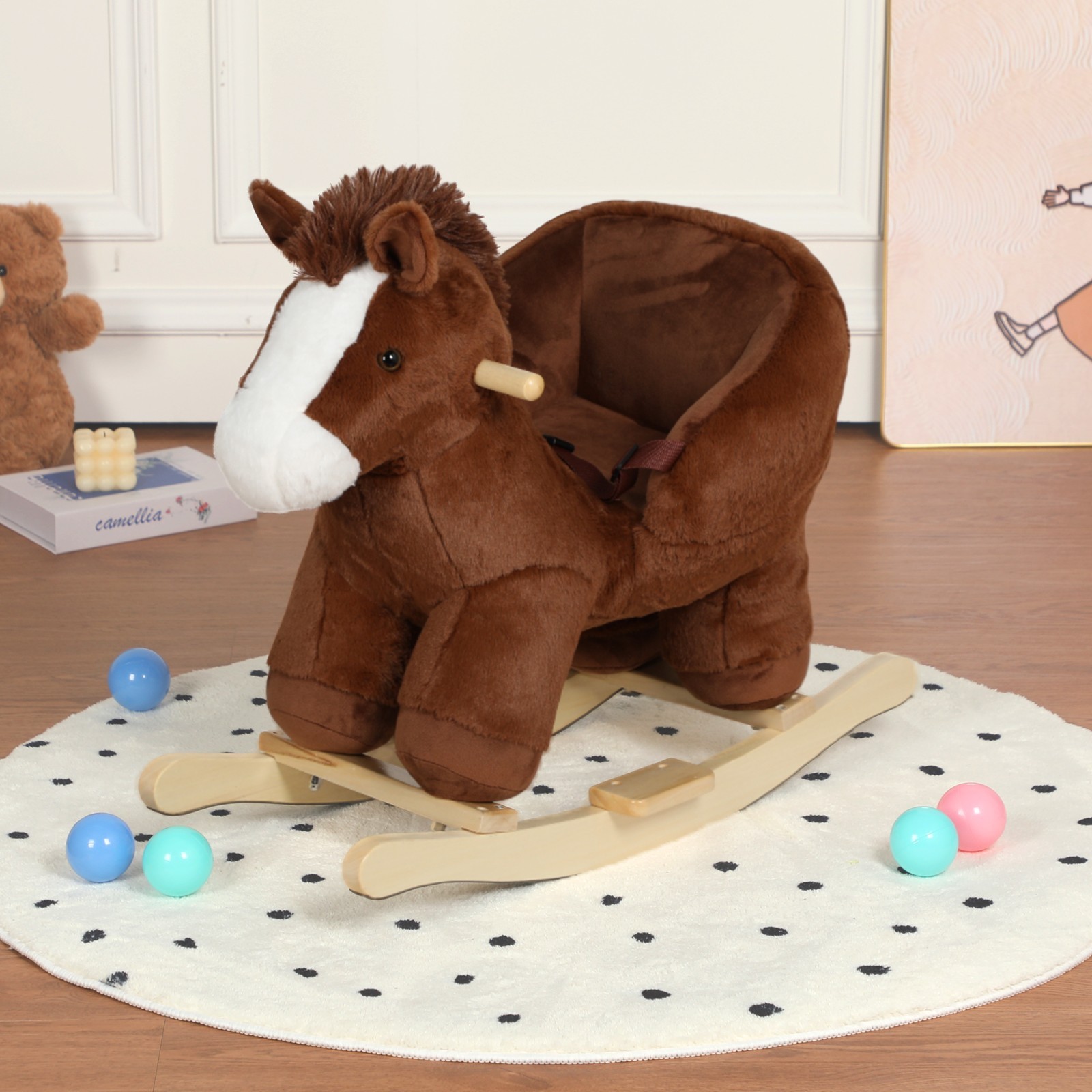 Kids Ride-On Rocking Toy with Lullaby Song Animal Rocking for for Toddlers