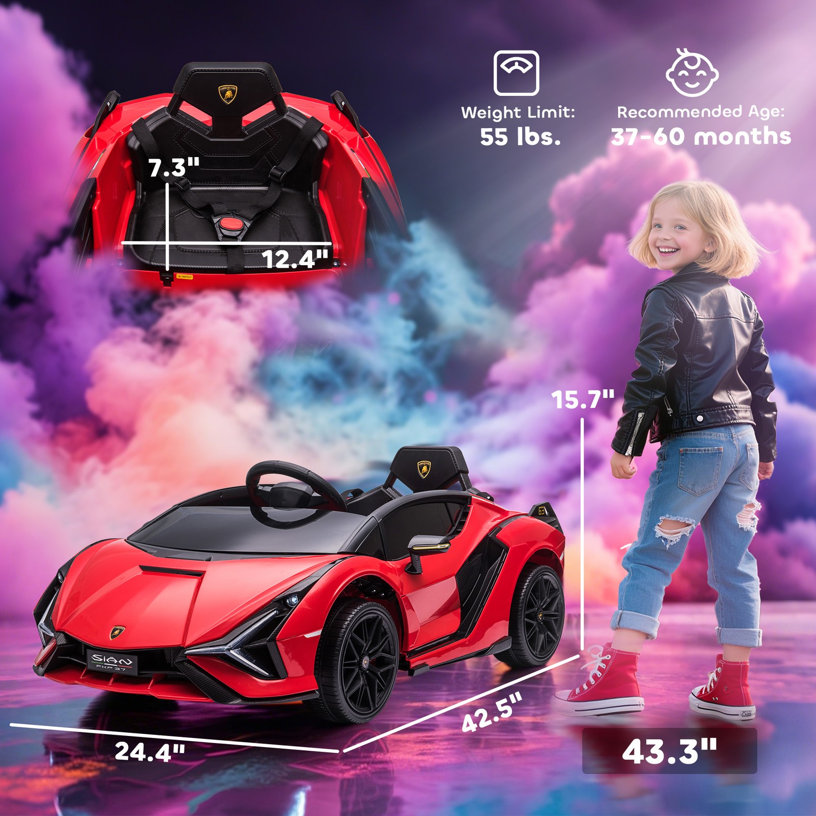 12V Lamborghini SIAN Licensed Electric Car for kids, Black