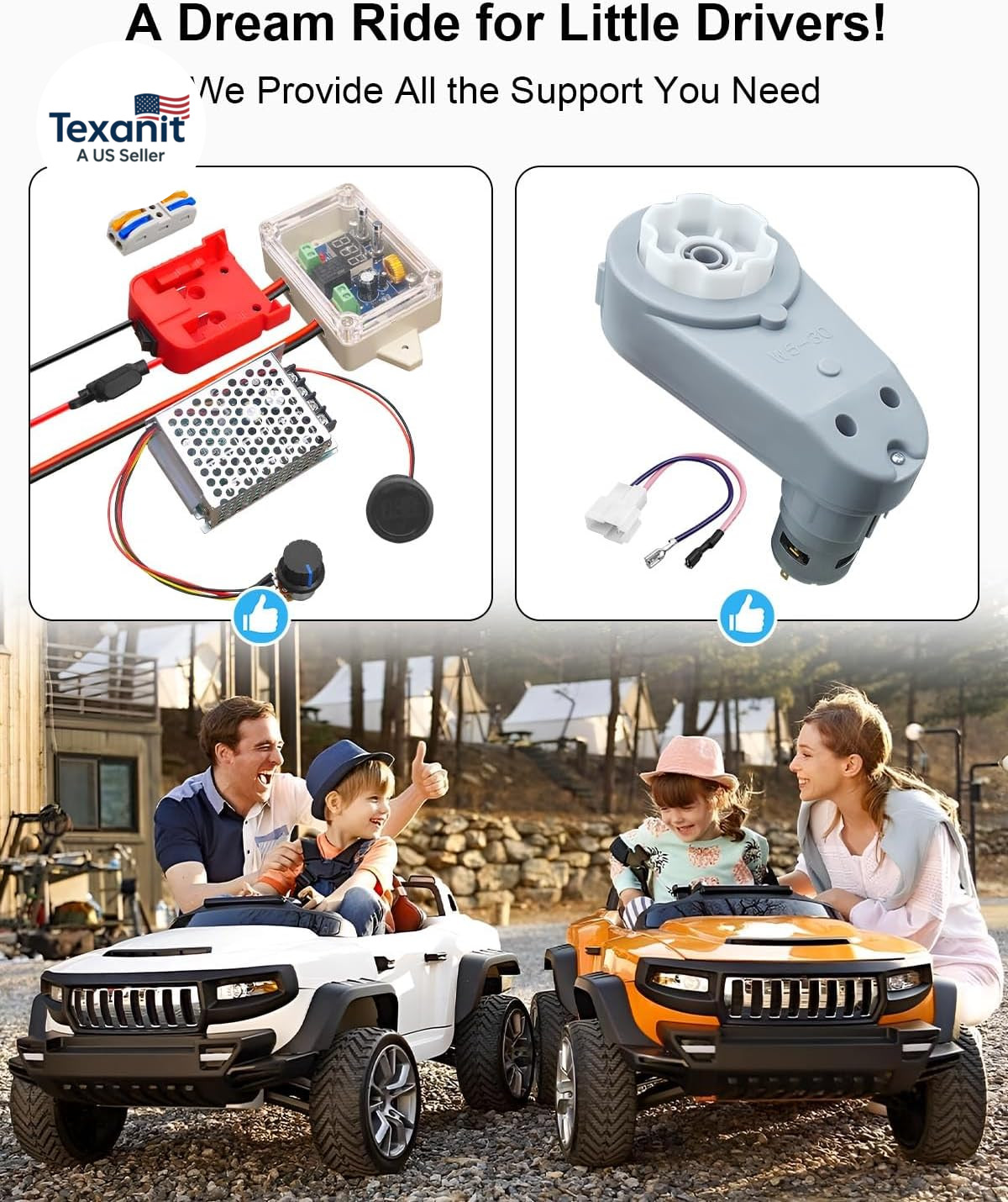 2PCS 24 Volt RS775 Kids Ride on Car Gearbox, 18V-24V Children Electric Car Gearb