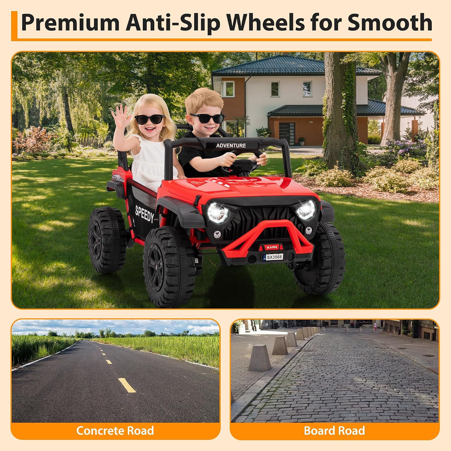 24V Ride on Car for Big Kids, Iron 2 Seater Ride on Toy, Fast 4.97MPH Truck, 4WD