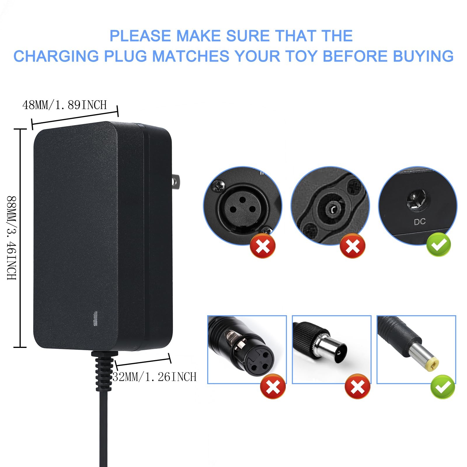 24V Charger for Kids Ride on Toys Car,24 Volt Kids Ride Battery Chargers,24 V…