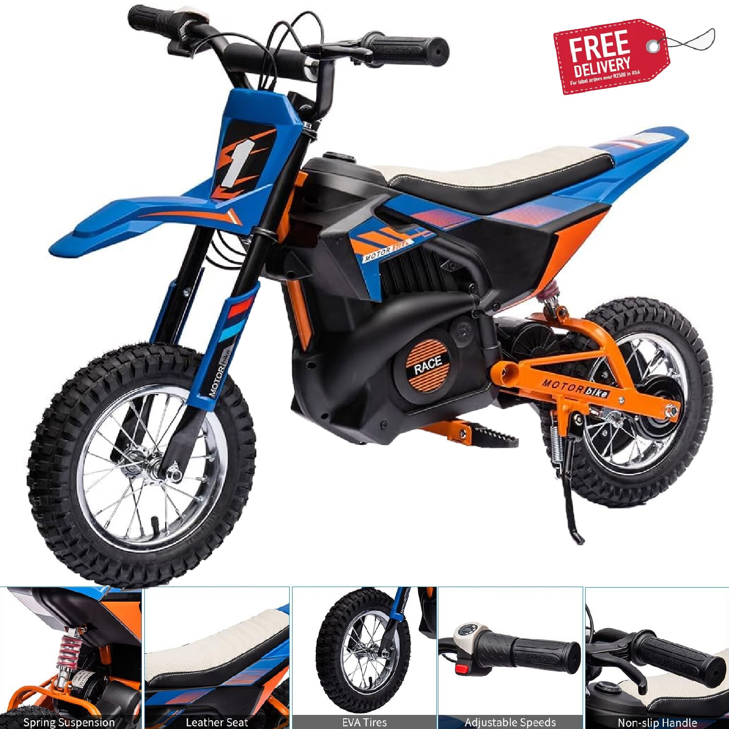 ⭐24V Kids Electric Dirt Bike,13.6MPH Off-Road Motorcycle with Leather Seat,Toy