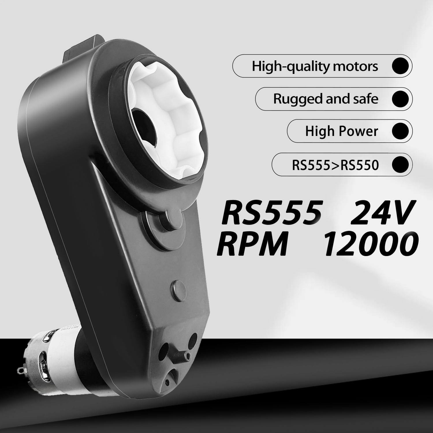 Versatile 2PCS Motor Gearbox RS555: 12000RPM, 1.6CM/0.61IN, 1.9CM/0.74IN Sizes
