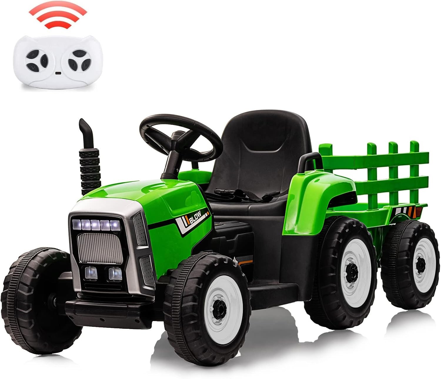 Battery‑Powered 12V Kids Tractor w/ Remote,25/35W Motor, LED, Educational Audio