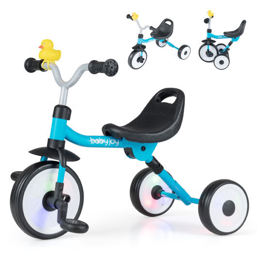 Toddler Tricycle with 3-Position Seat and Storage Basket for Kids-Blue – Color: