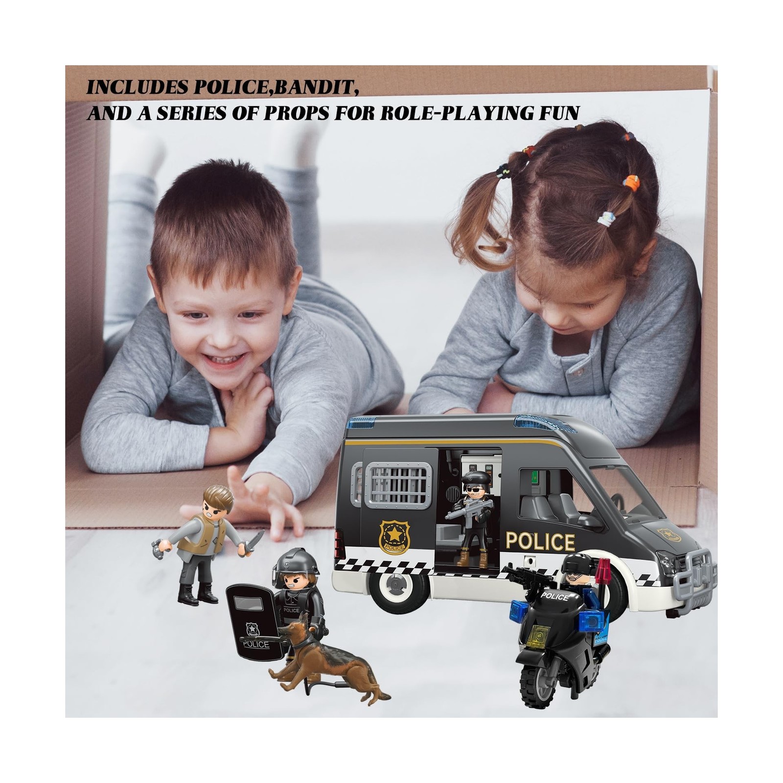 Police Car Toy Truck for Kids 3-8, Large Toy Cars with Lights &… FAST USA SHIP