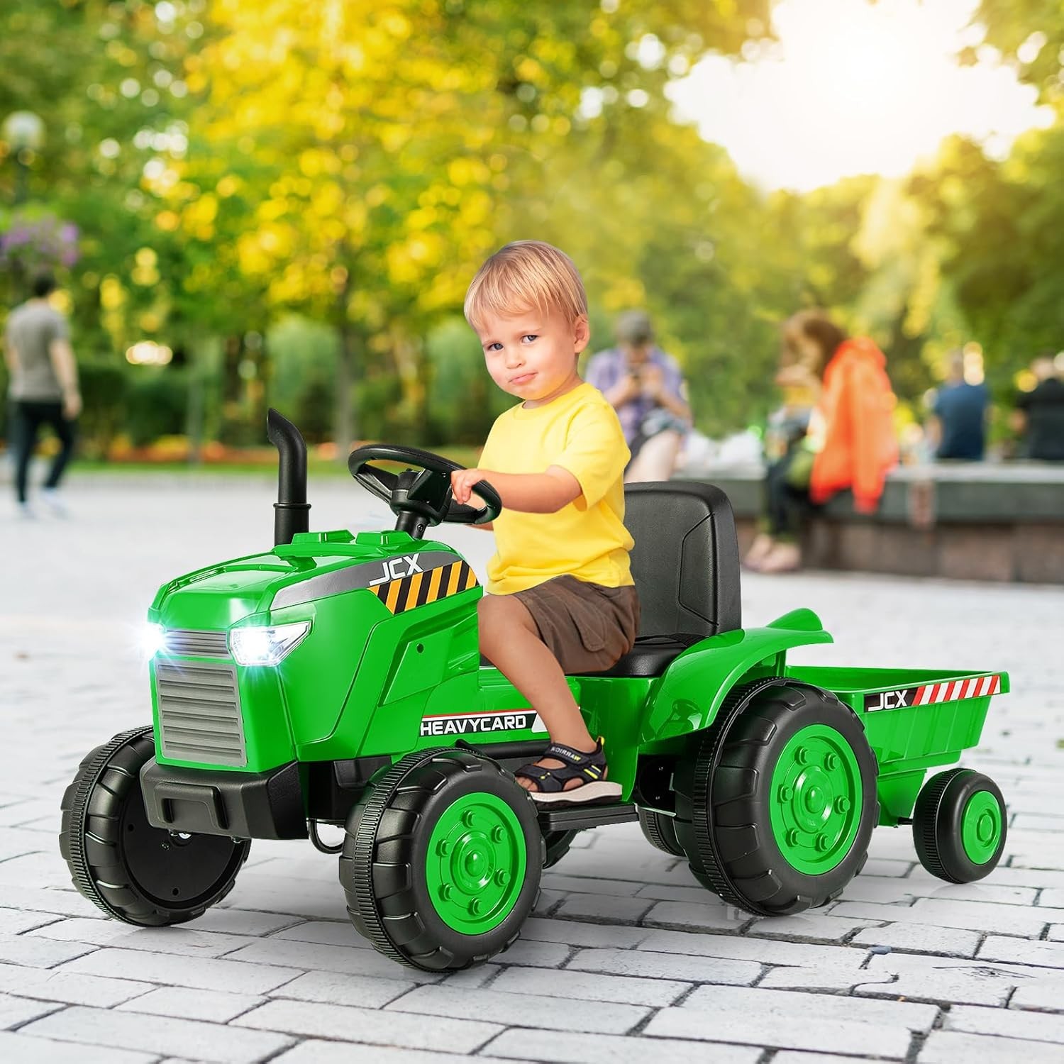 HONEY JOY 12V Kids Ride On Tractor with Trailer and Remote Green