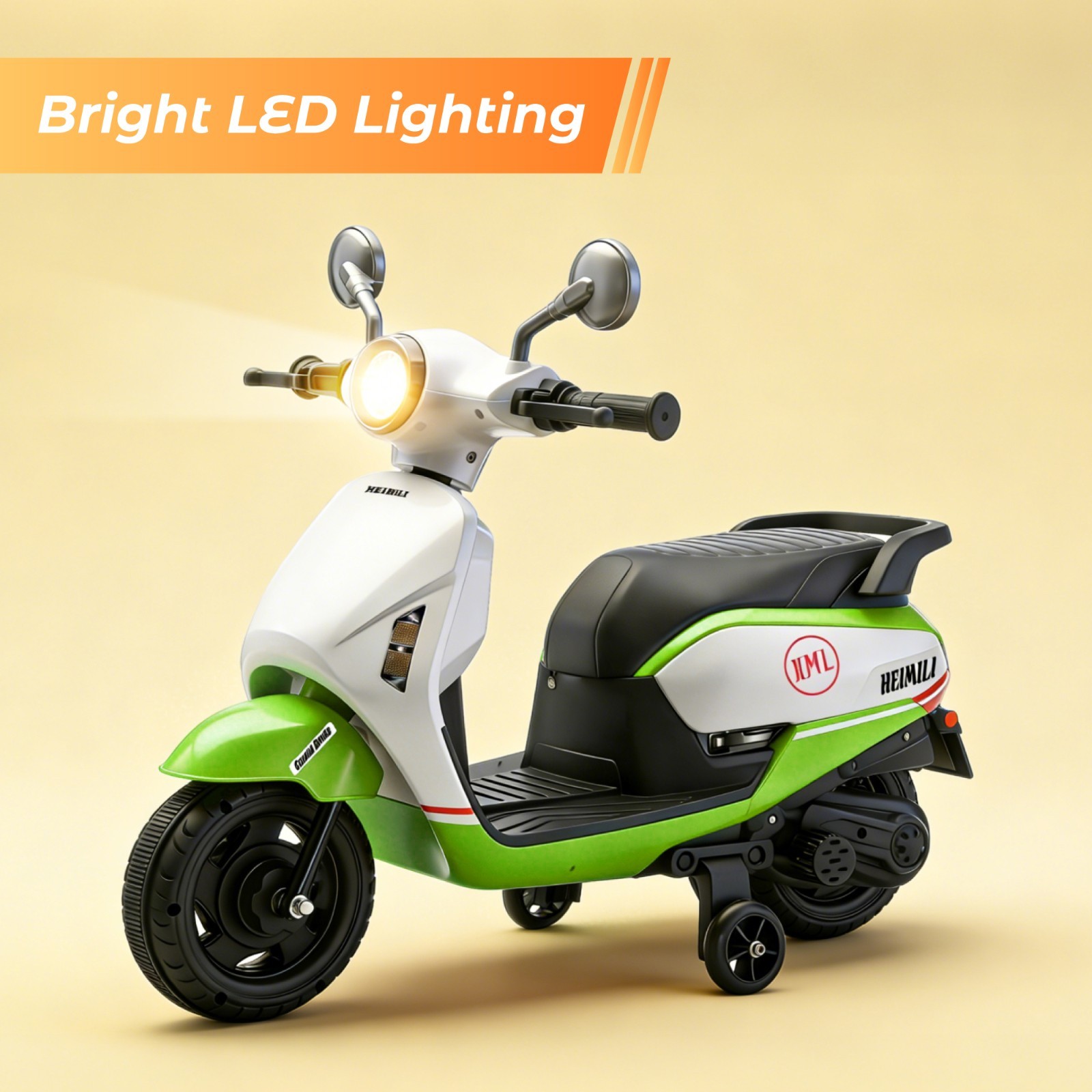 Green 6V Kids Electric Motorcycle ride on Motorbike Age for 1-4 w/Training Wheel