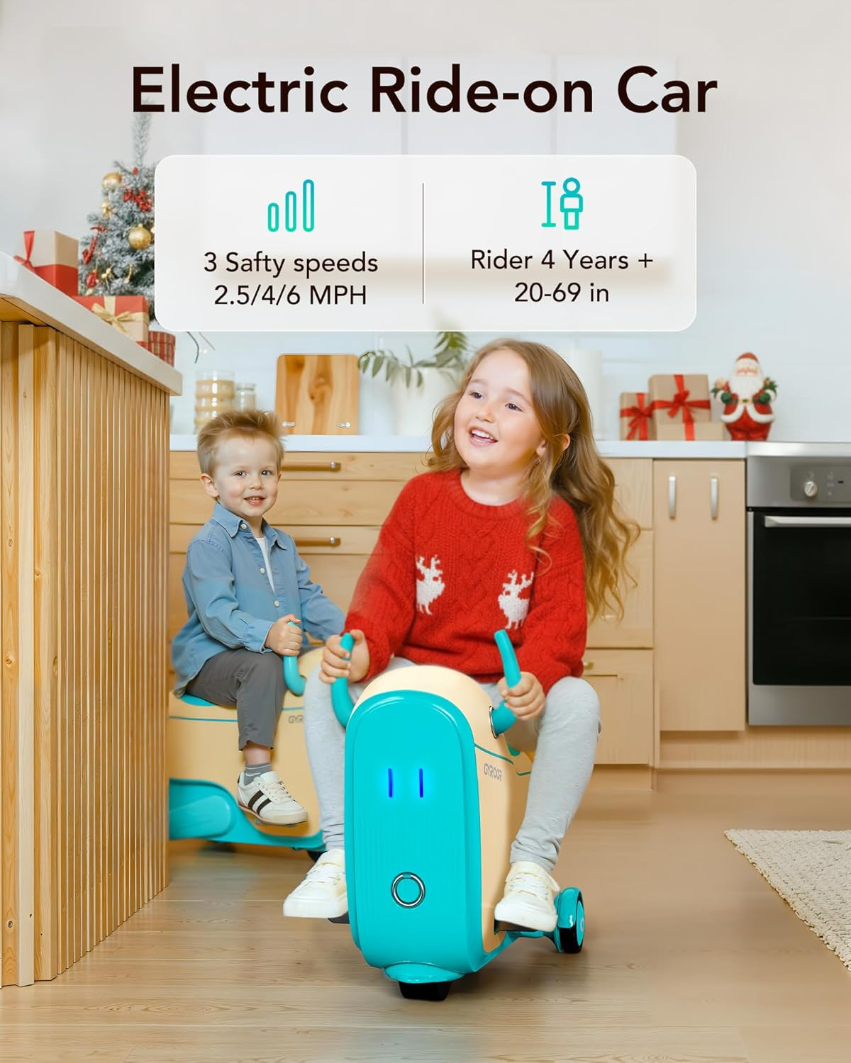 Kids Electric Ride on Car Toy for Ages 4-8, 2-In-1 Airplane Travel Suitcase with