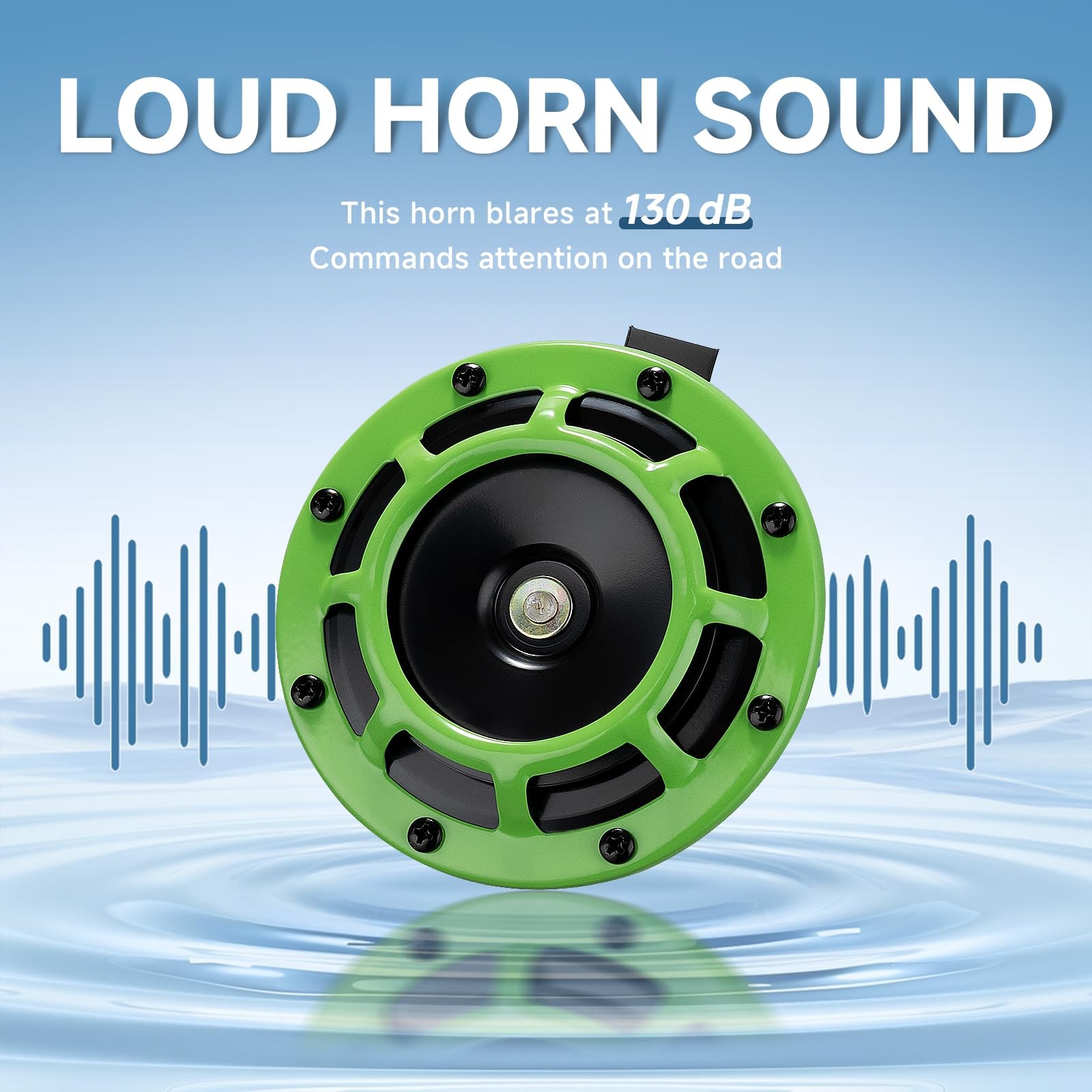 Green 12V Car Horn Loud Super Tone Electric Train High/Low Twin Kit Grill