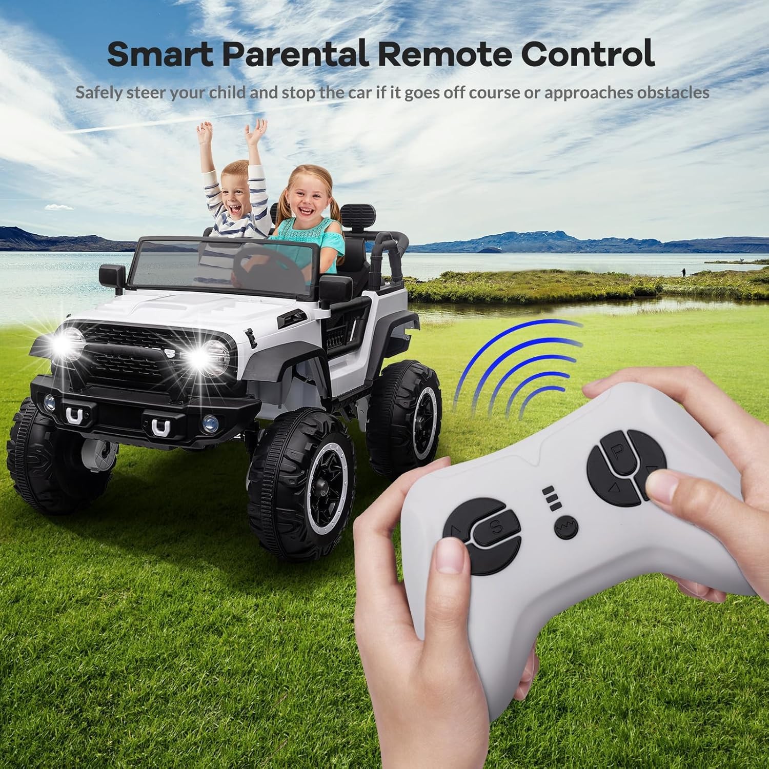 24V Electric Kids Ride On Cars with Remote Control 2 Seats Truck Toys Gifts